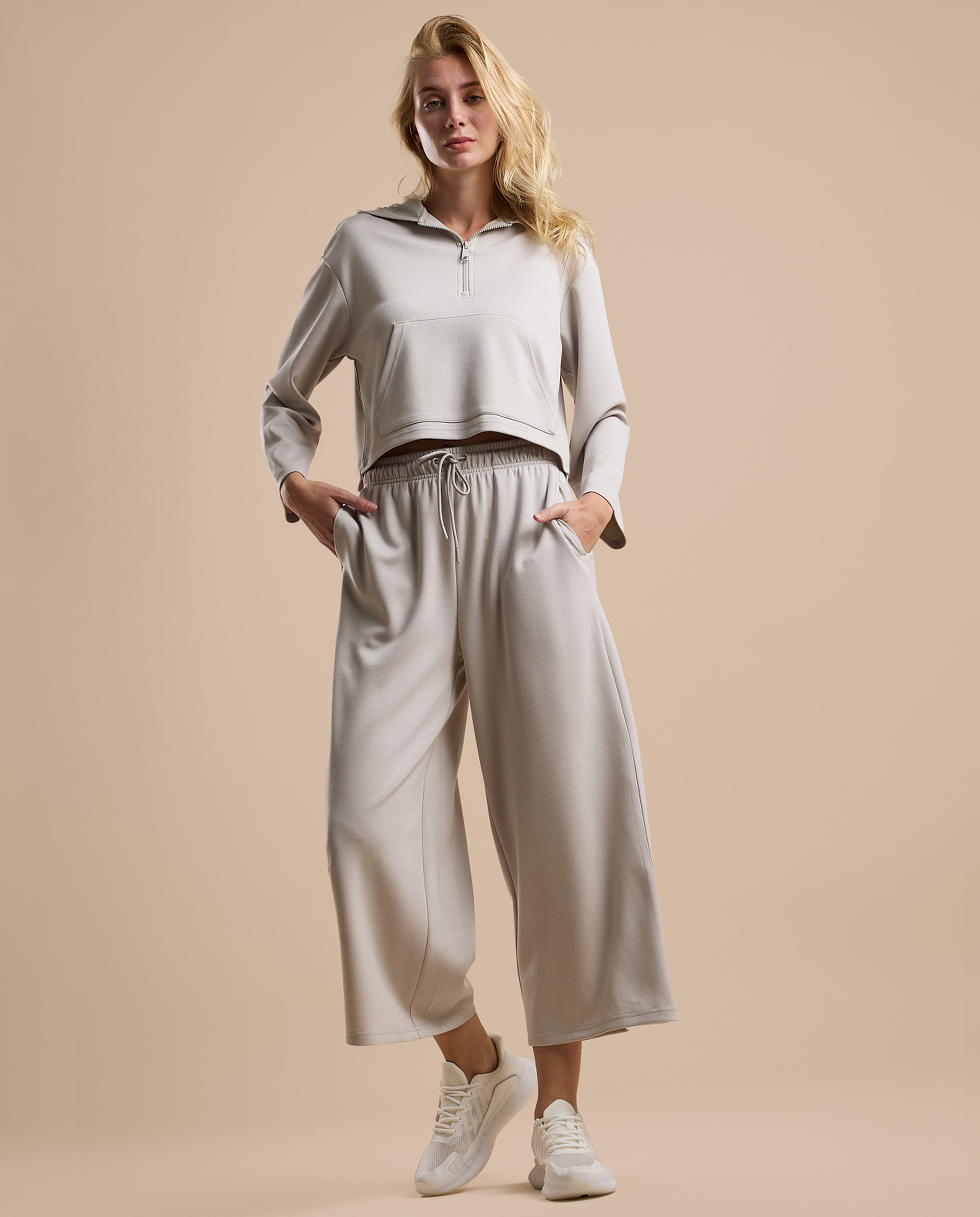 Solid Hoodie with Long Sleeves