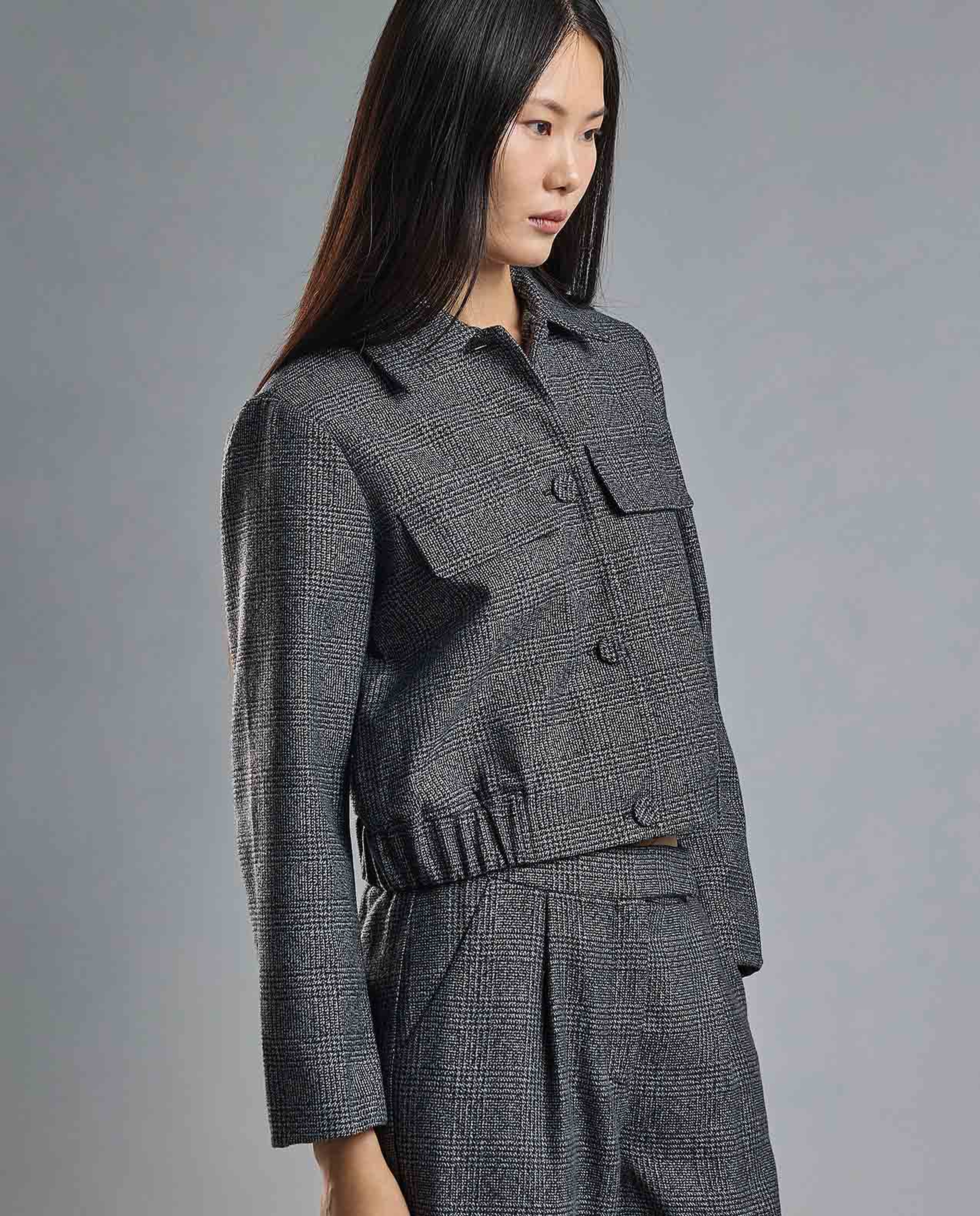 Textured Jacket with Button Closure