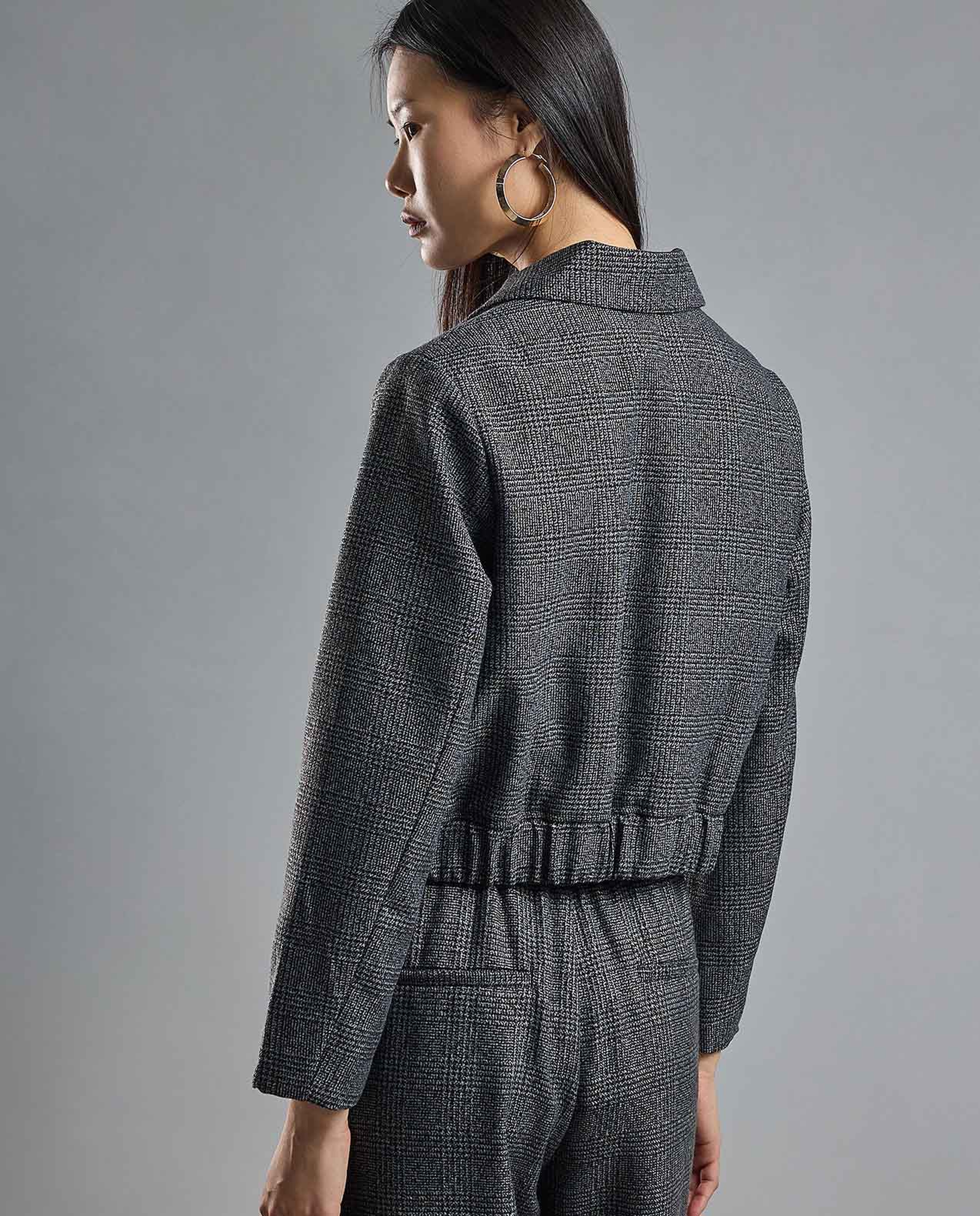 Textured Jacket with Button Closure