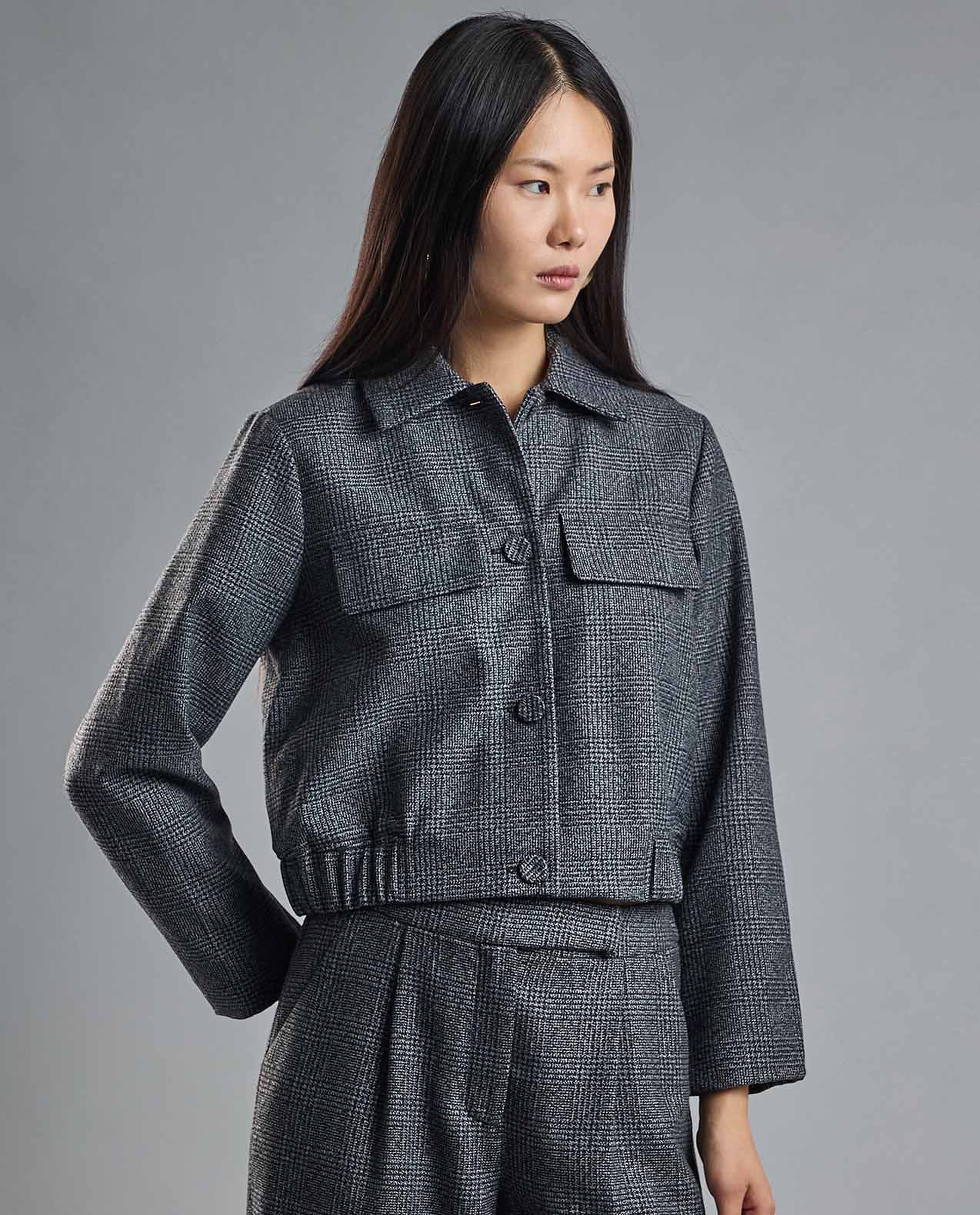 Textured Jacket with Button Closure