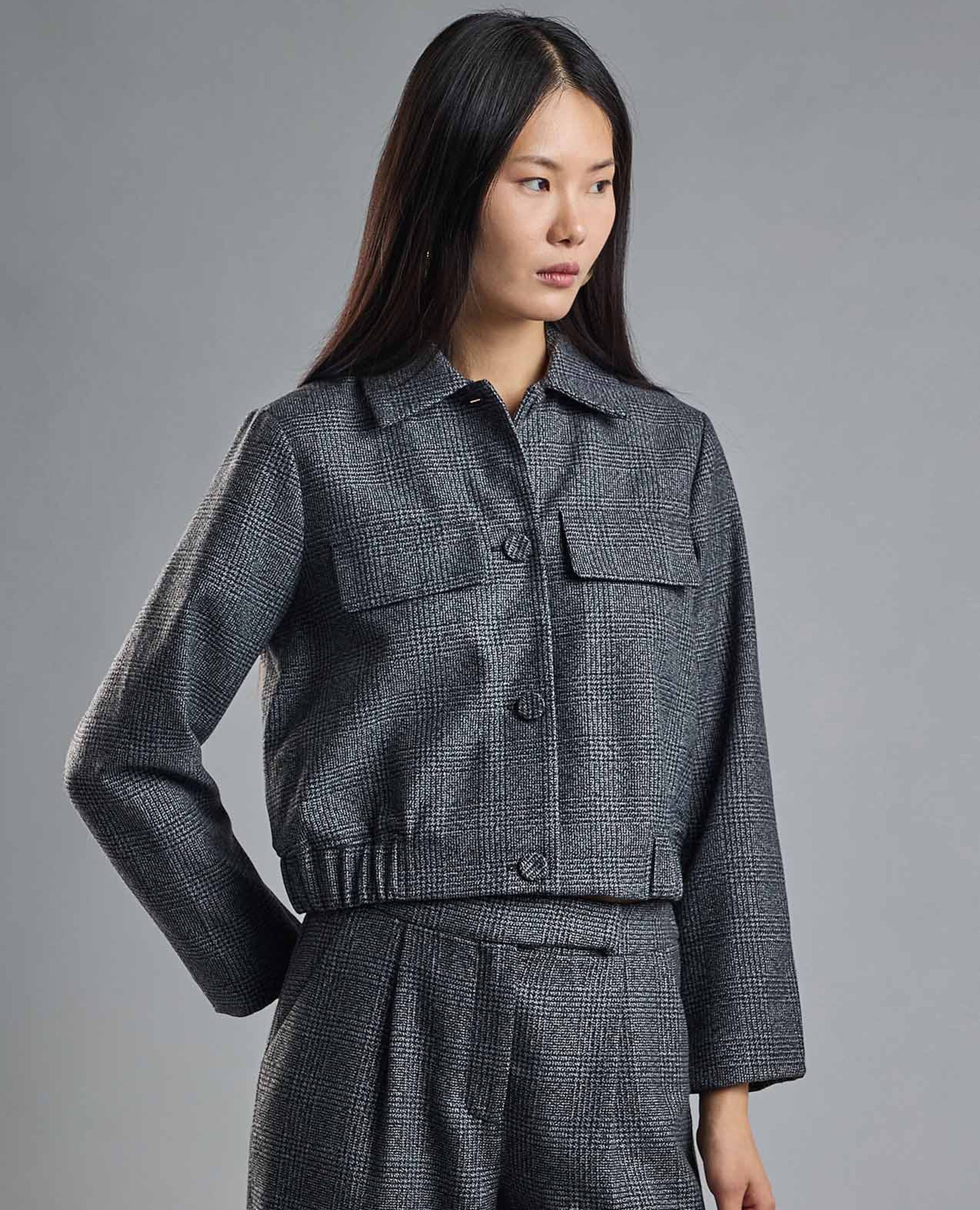 Textured Jacket with Button Closure
