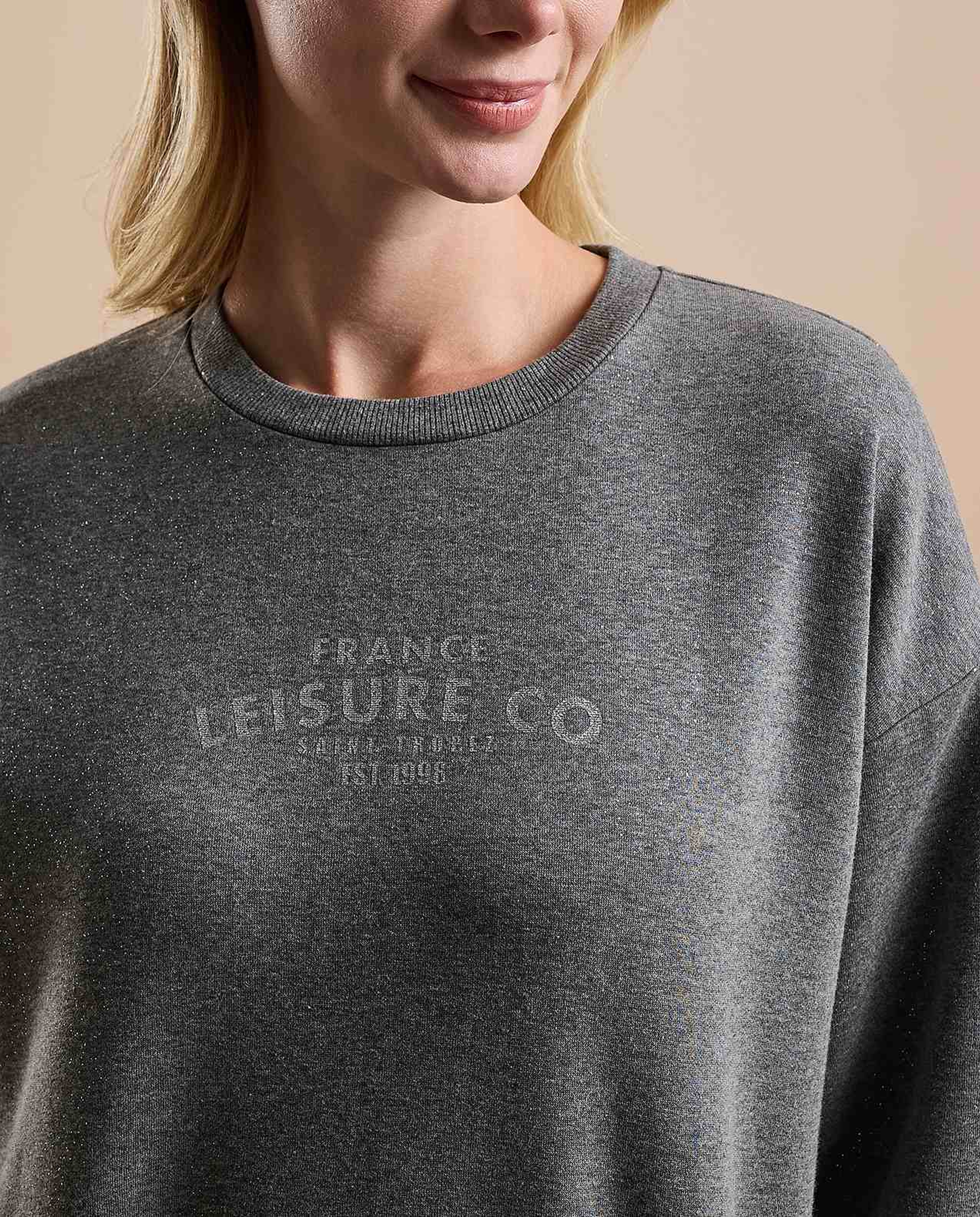 Printed Sweatshirt with Crew Neck and Long Sleeves