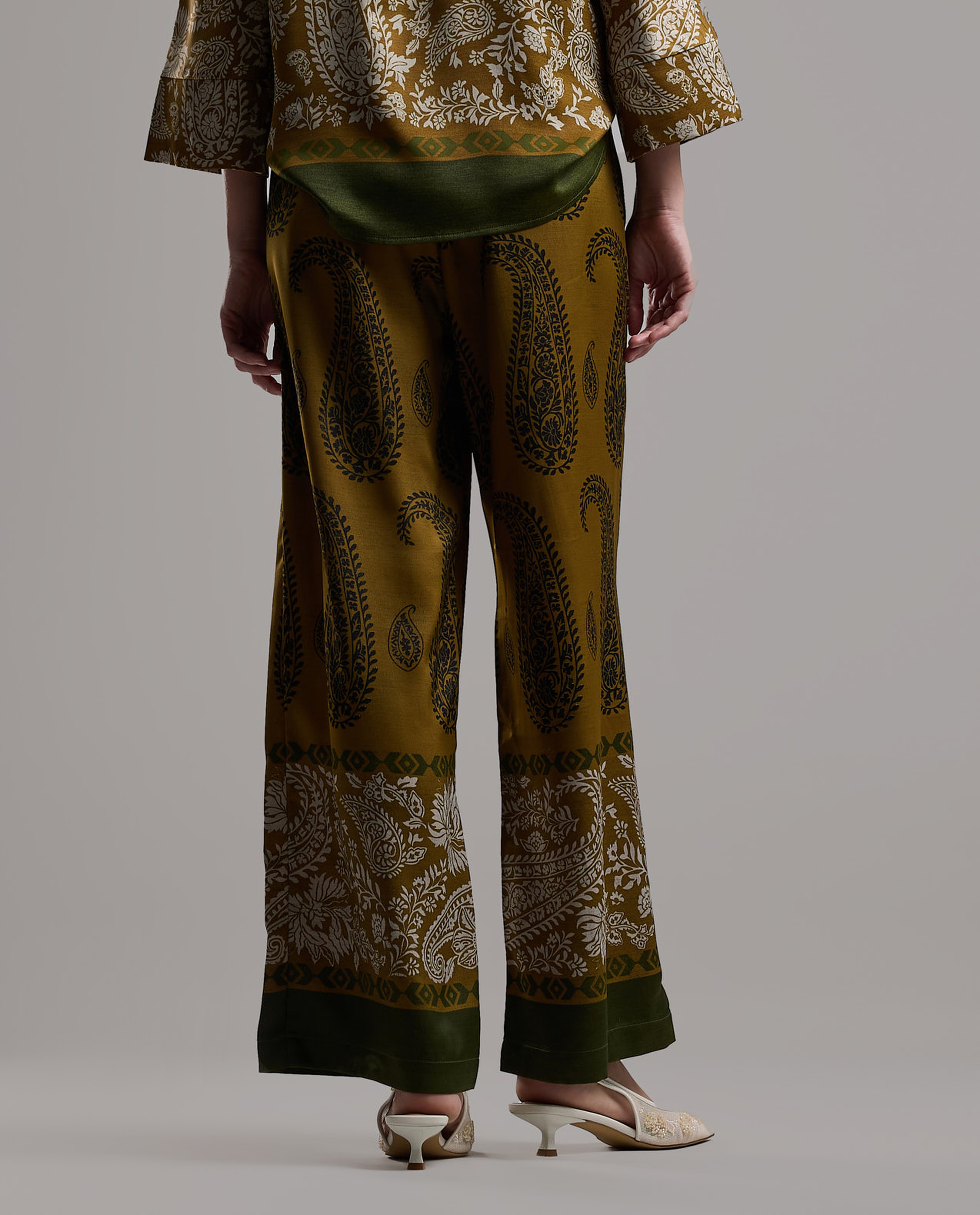 Printed Wide Leg Pants with Drawstring Waist