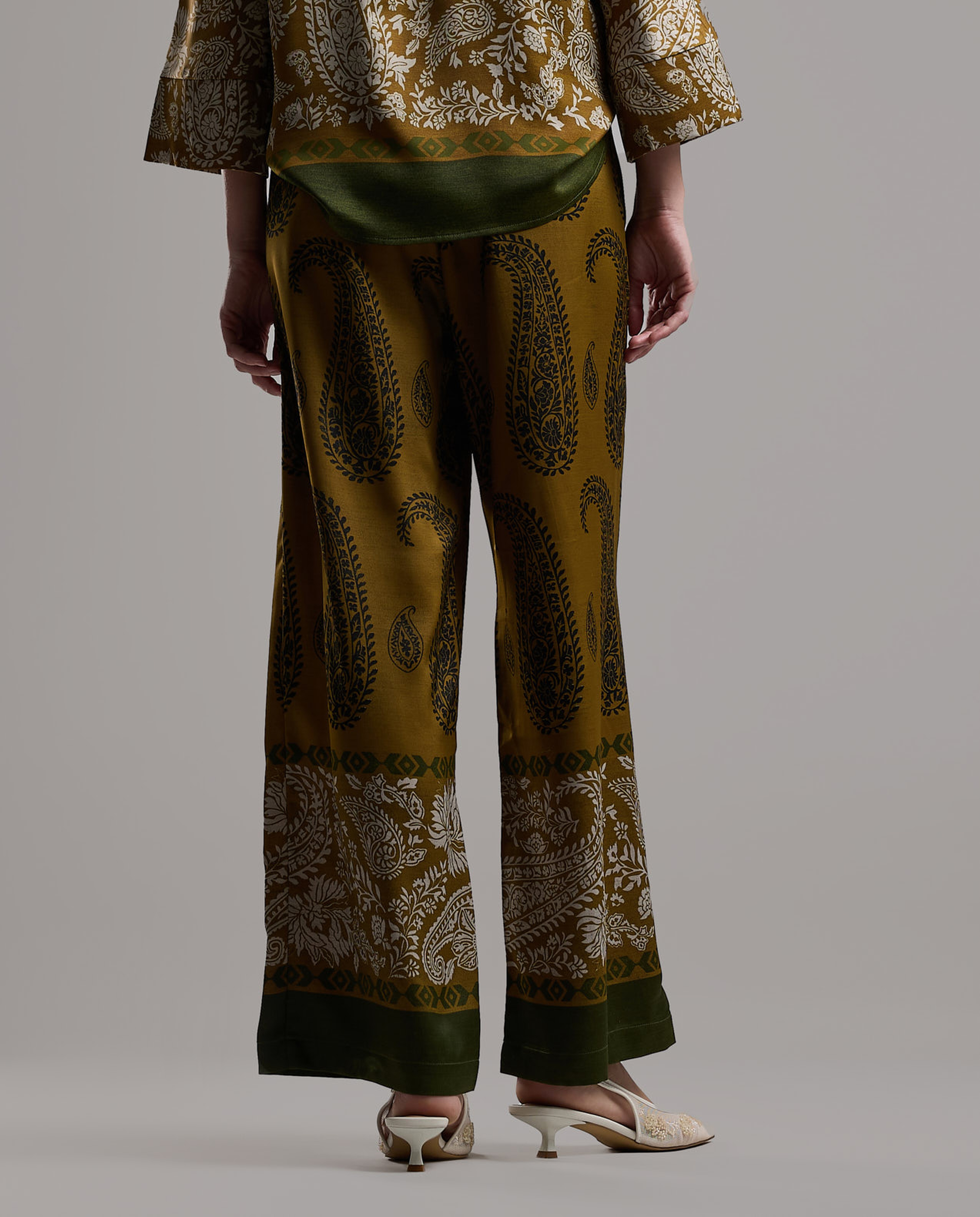 Printed Wide Leg Pants with Drawstring Waist