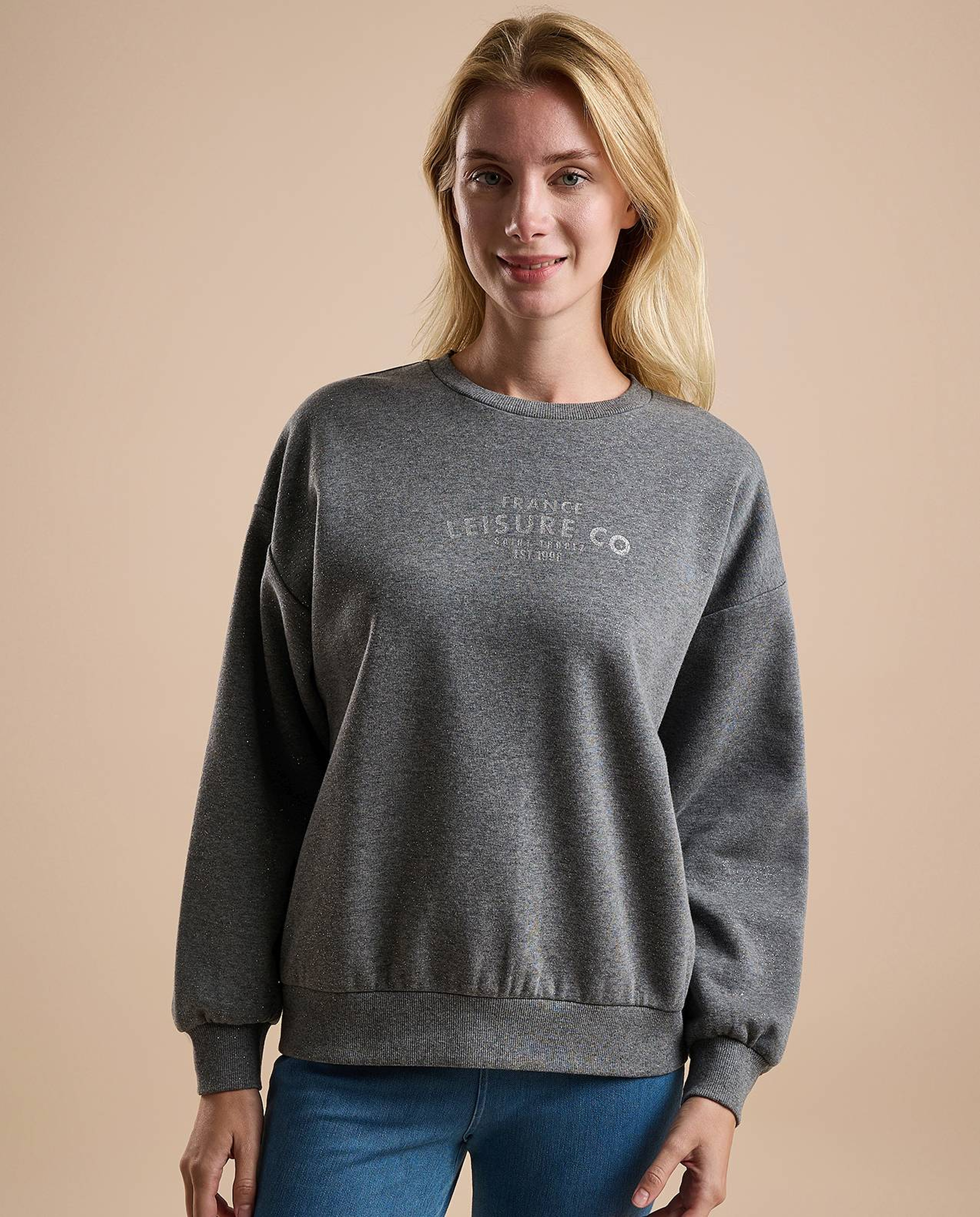 Printed Sweatshirt with Crew Neck and Long Sleeves