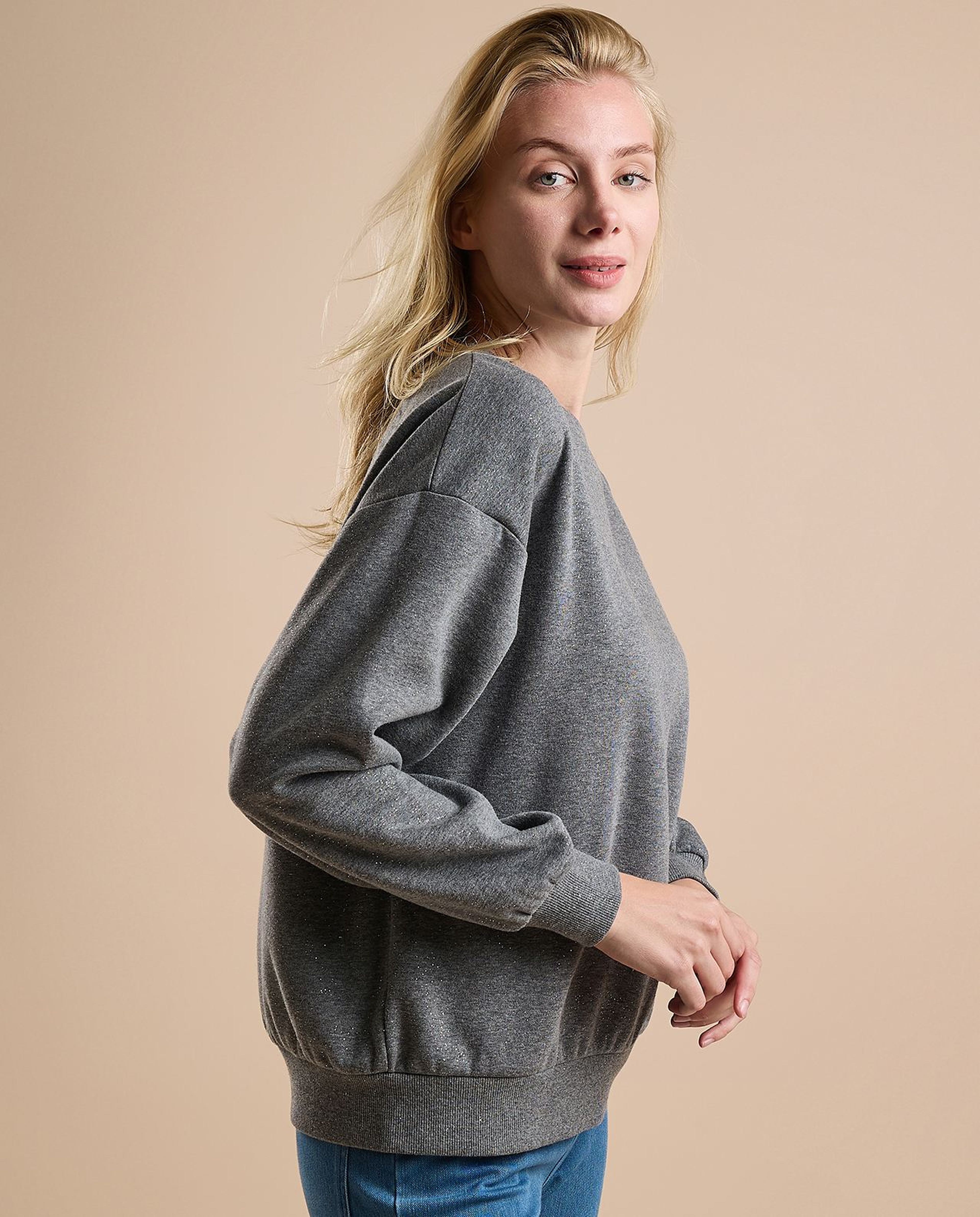 Printed Sweatshirt with Crew Neck and Long Sleeves