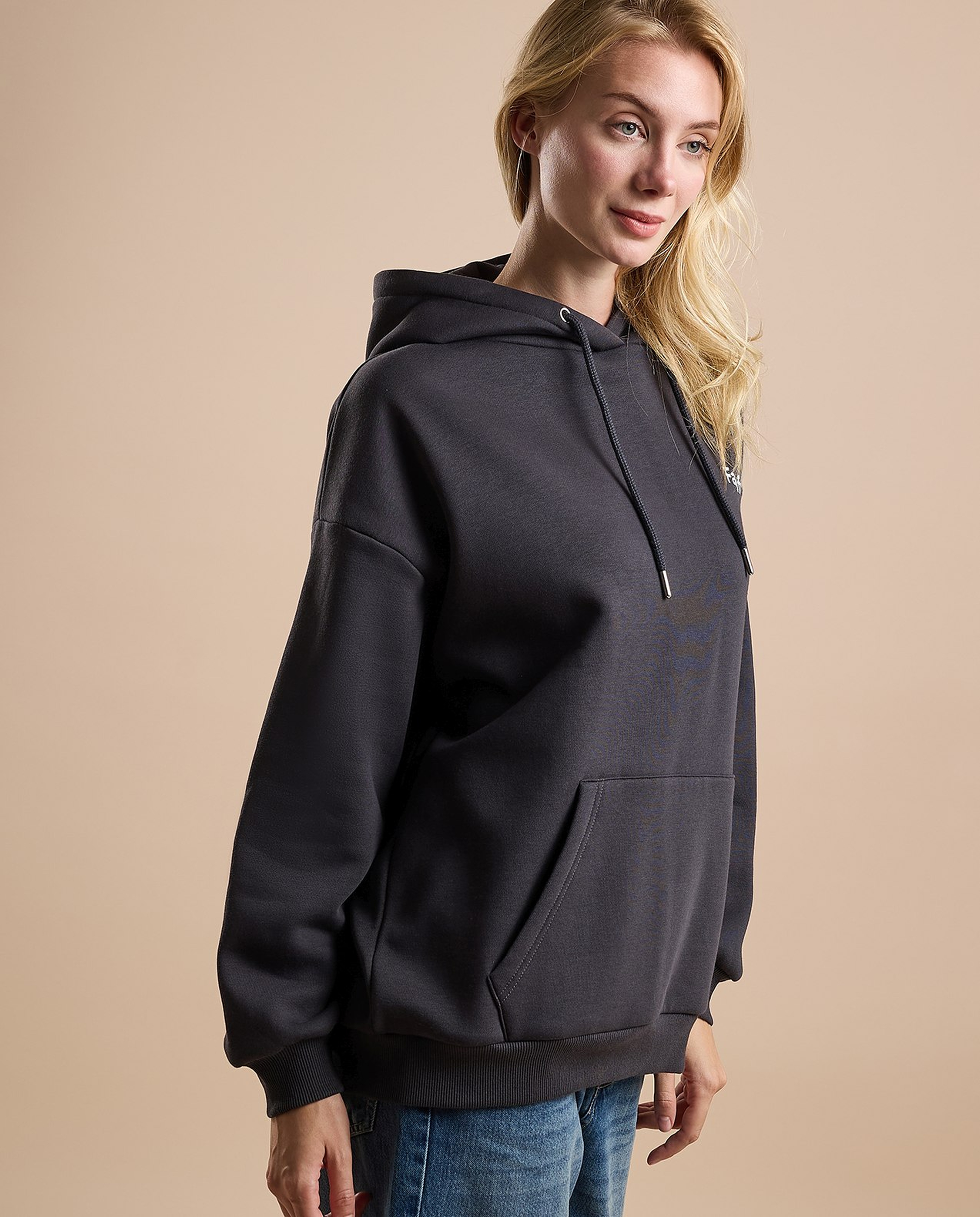 Printed Oversized Hoodie with Long Sleeves