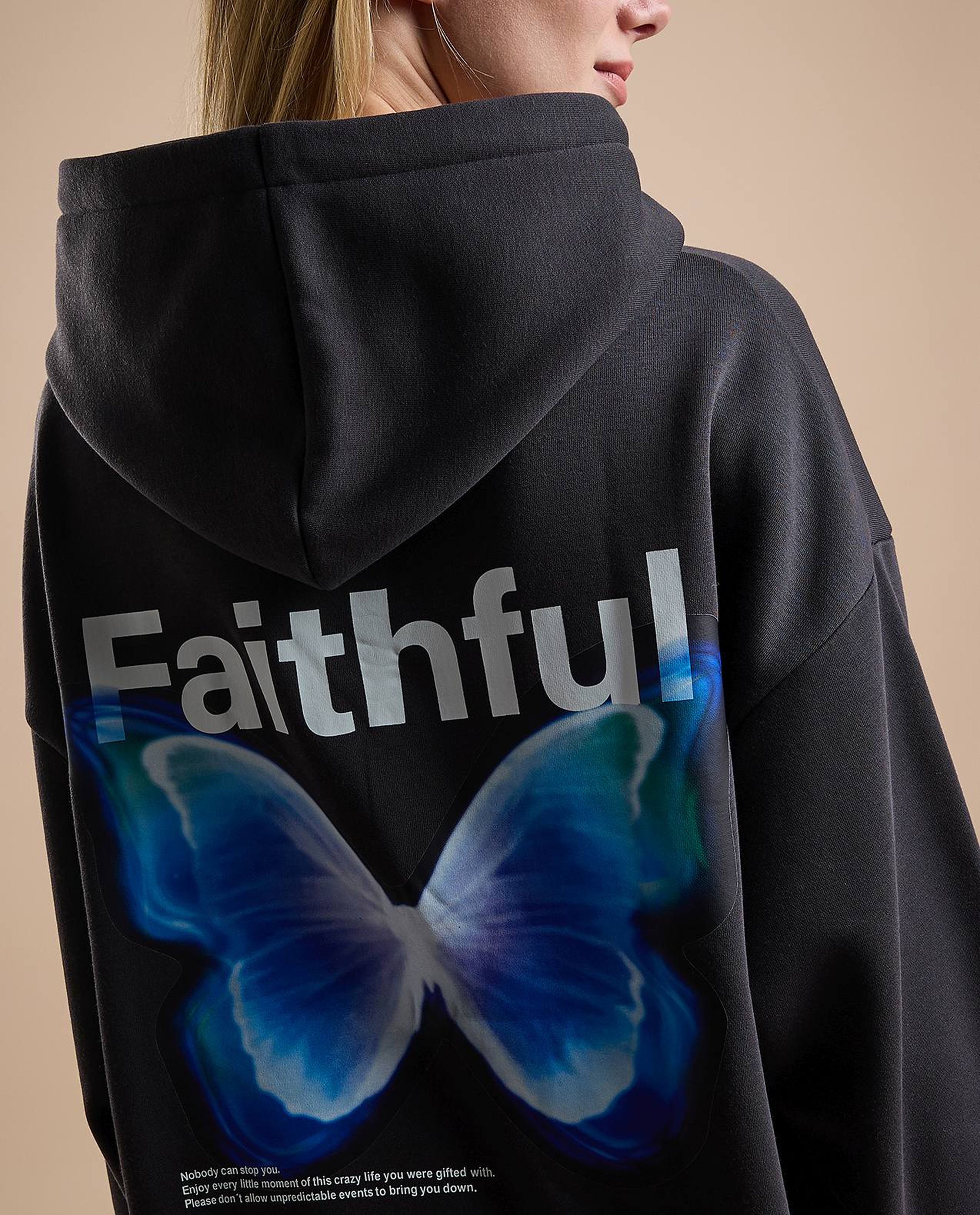 Printed Oversized Hoodie with Long Sleeves