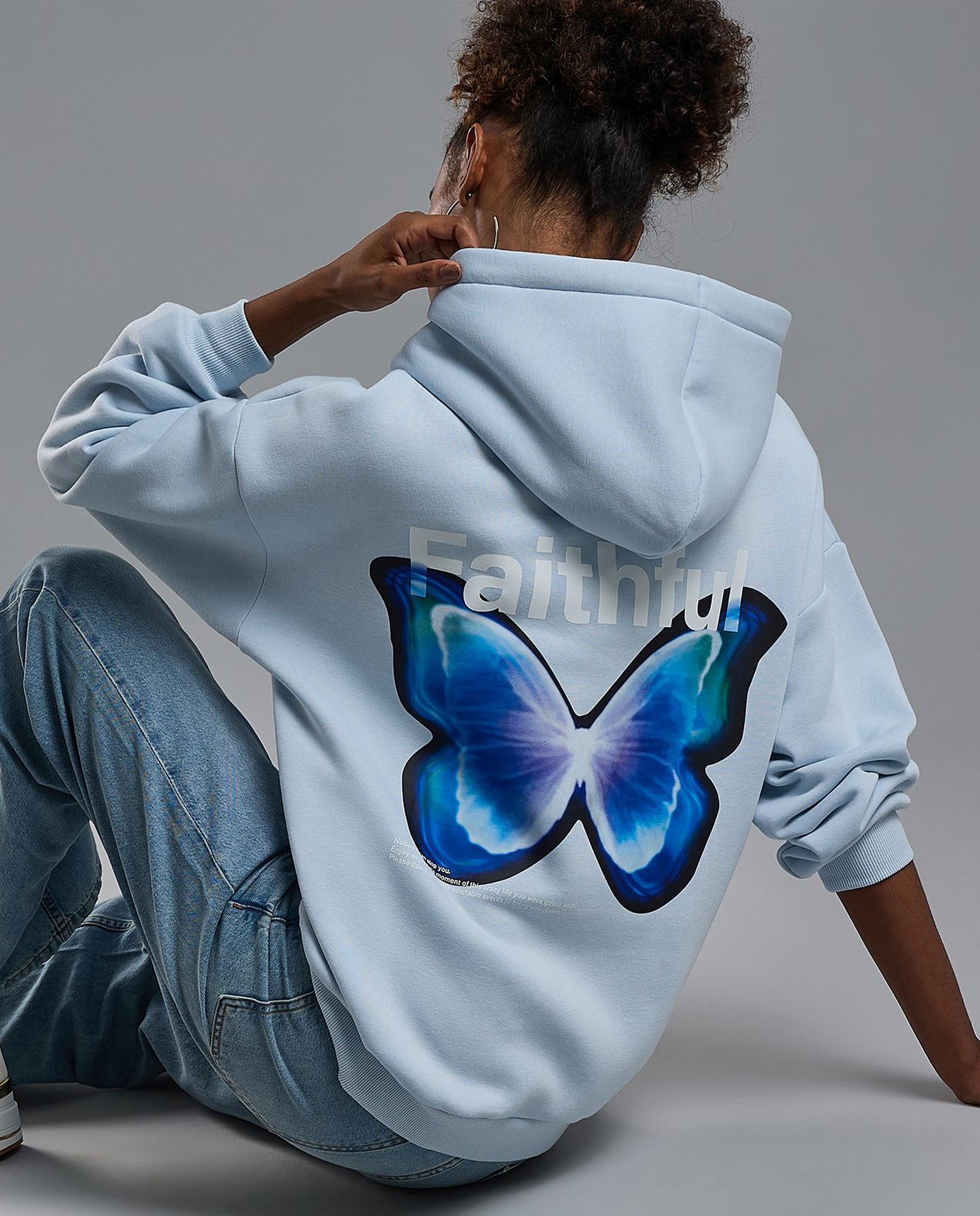 Printed Oversized Hoodie with Long Sleeves