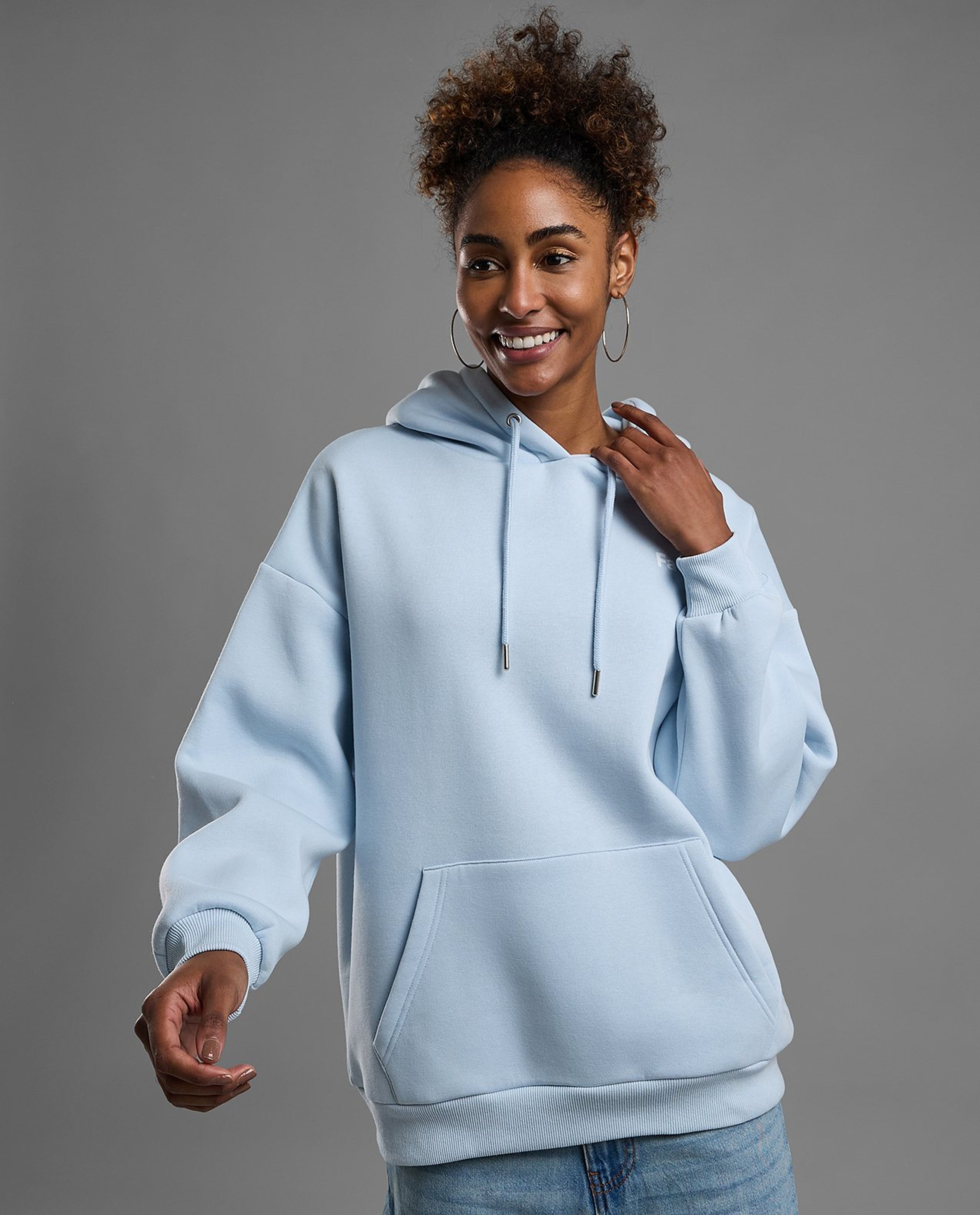 Printed Oversized Hoodie with Long Sleeves