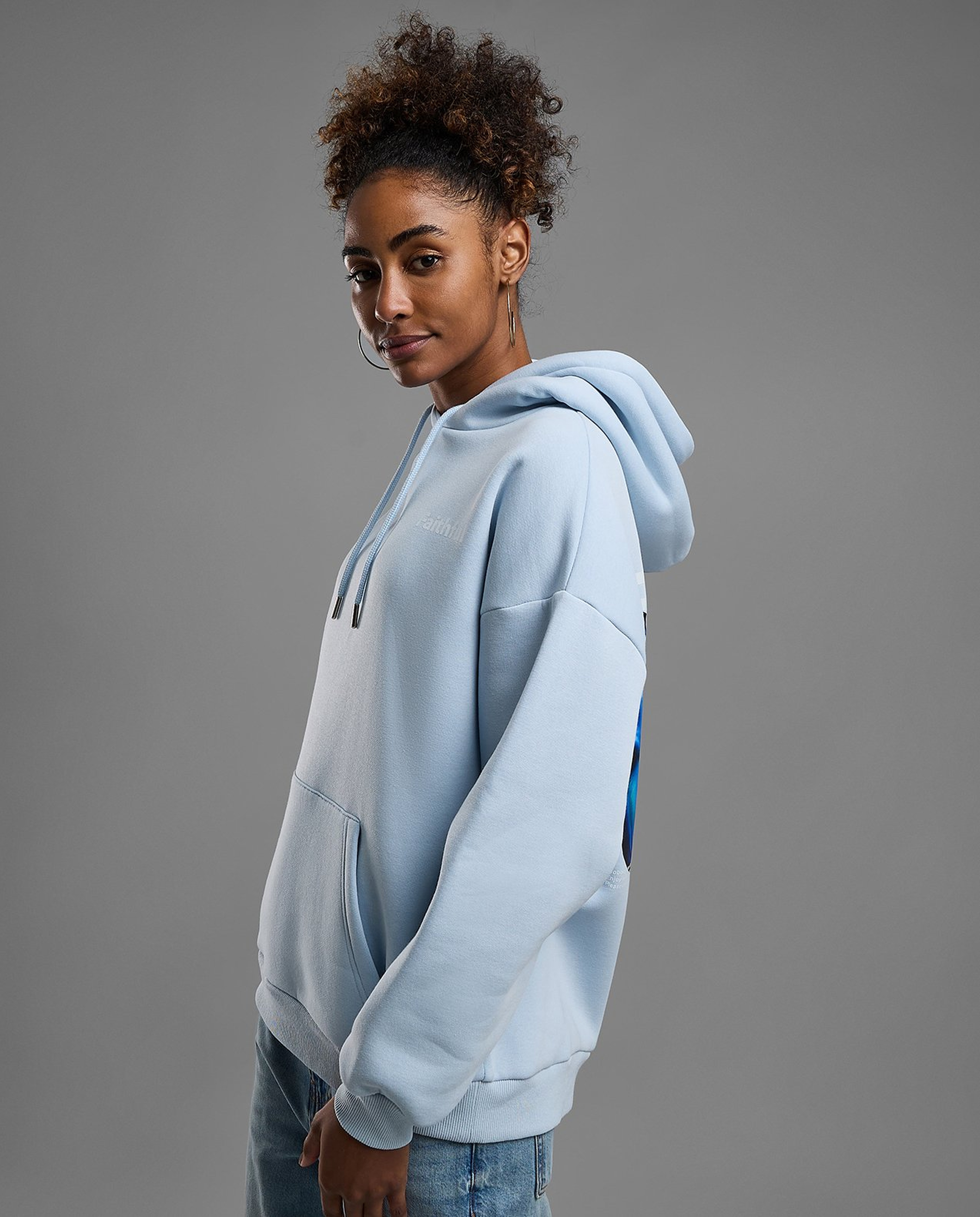 Printed Oversized Hoodie with Long Sleeves