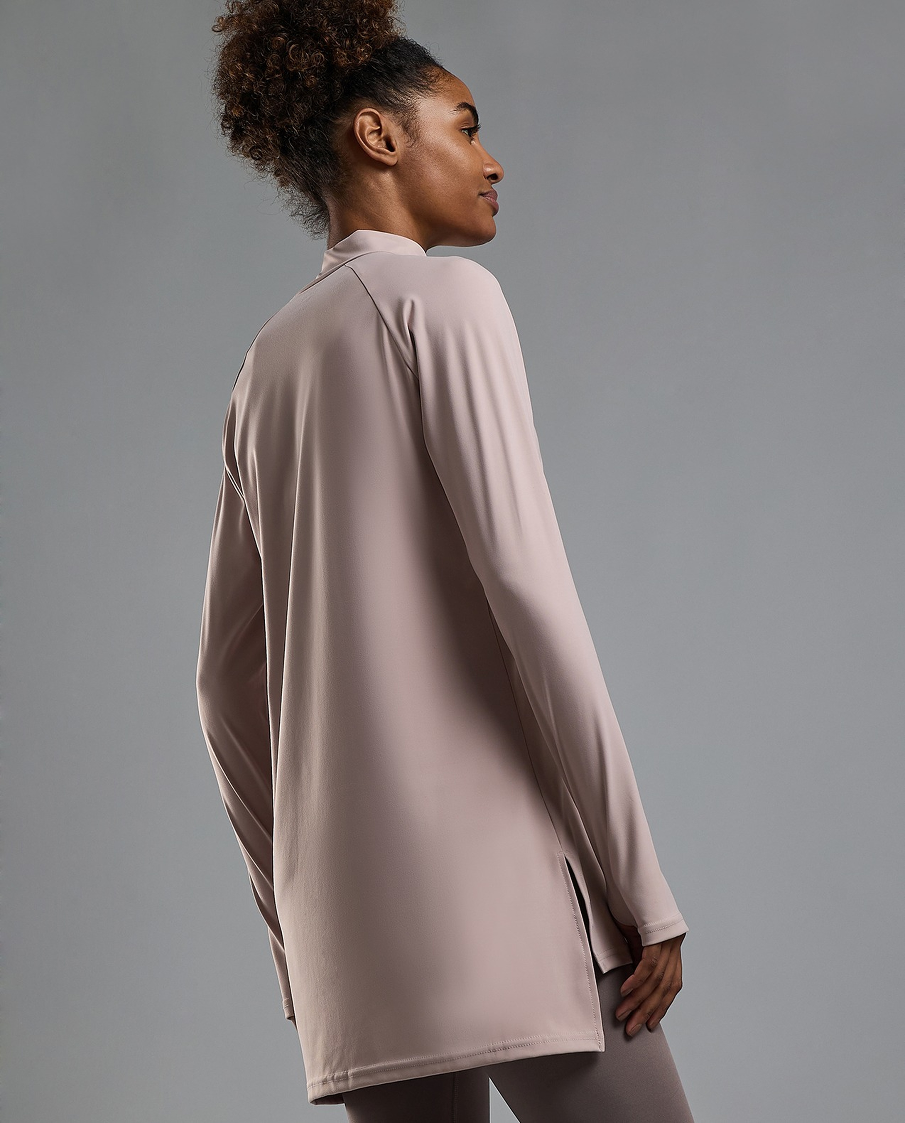 Typography Print Active Top with Crew Neck and Long Sleeves