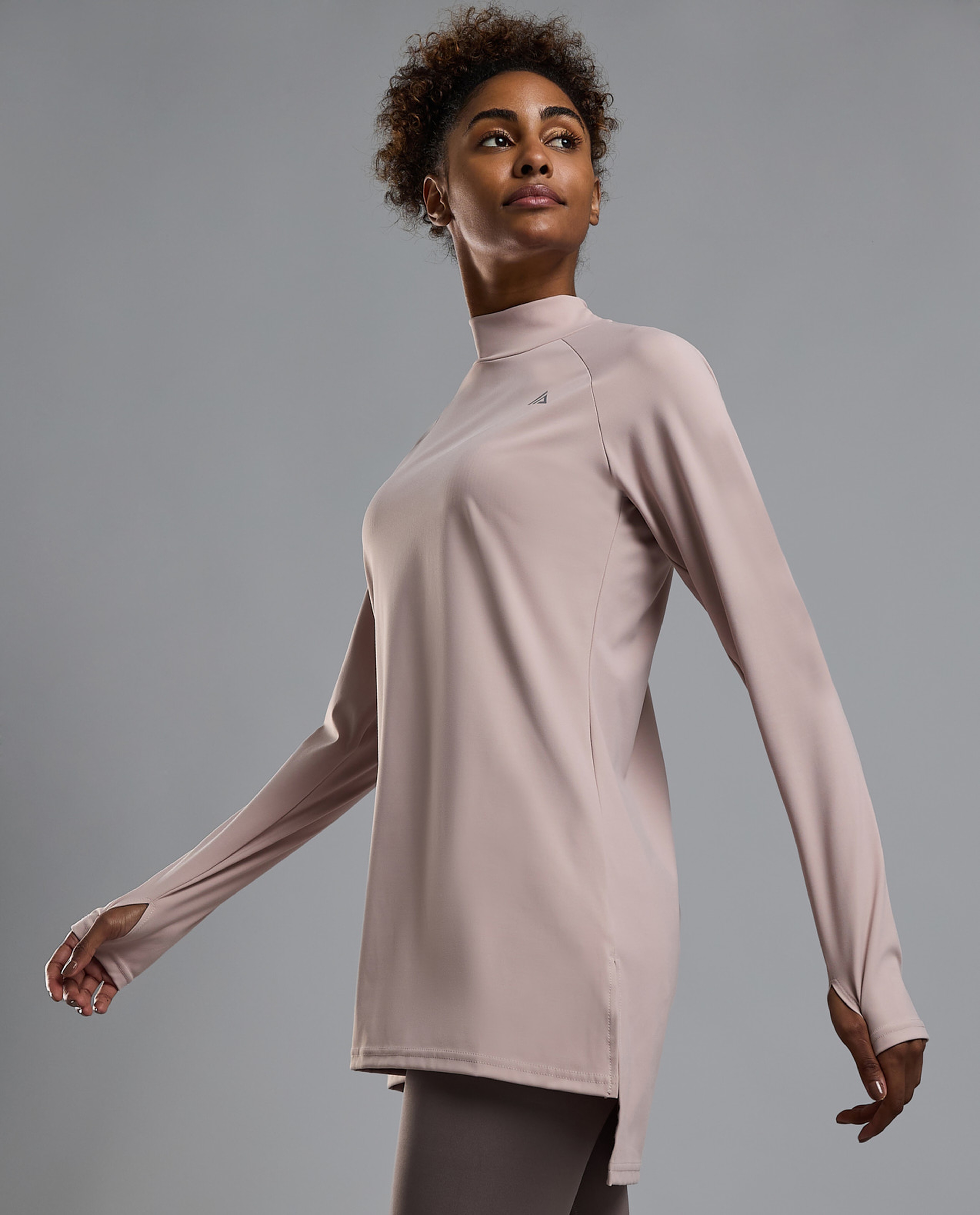 Typography Print Active Top with Crew Neck and Long Sleeves