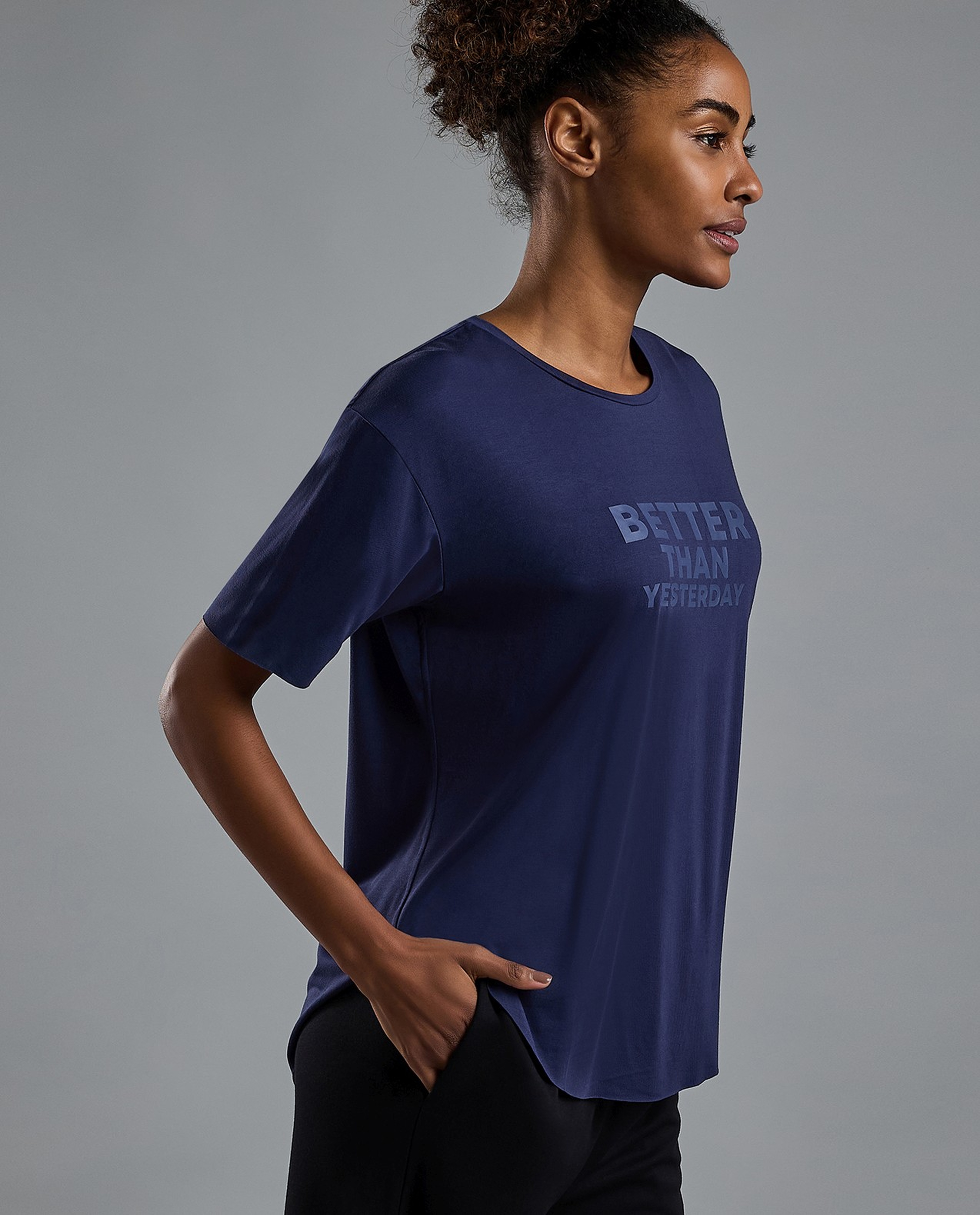 Typography Print Active T-Shirt with Crew Neck and Short Sleeves