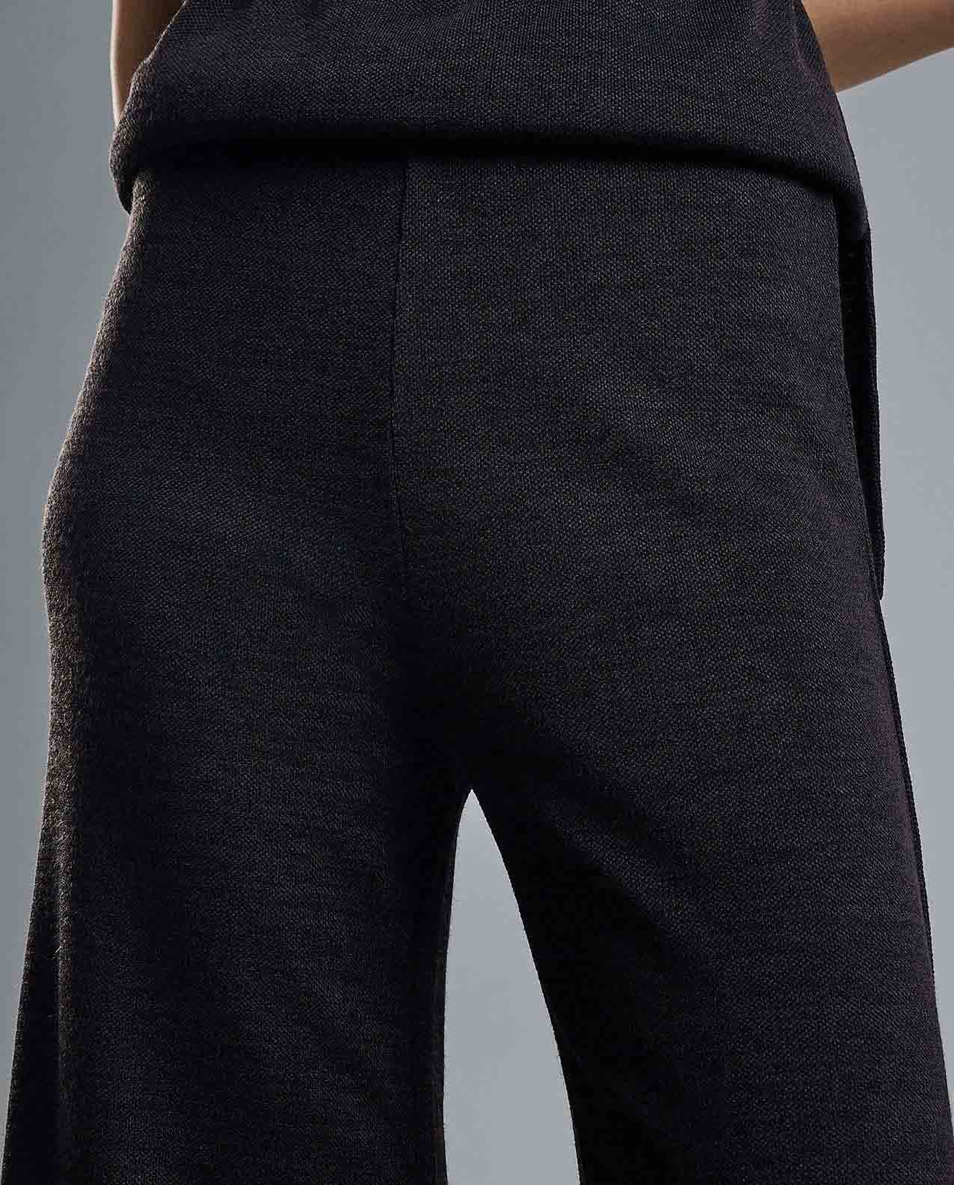 Solid Knit Pants with Elastic Waist