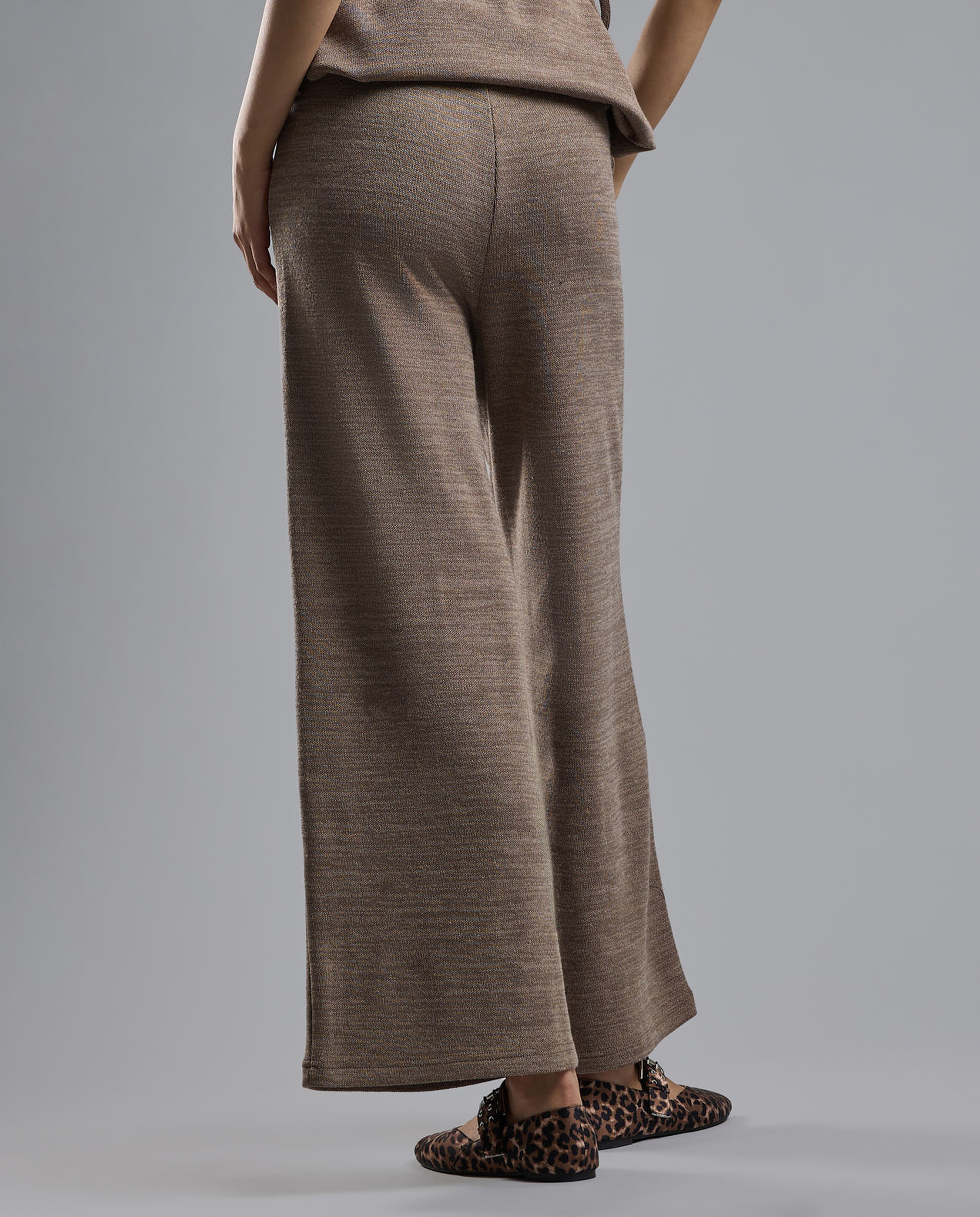 Solid Knit Pants with Elastic Waist