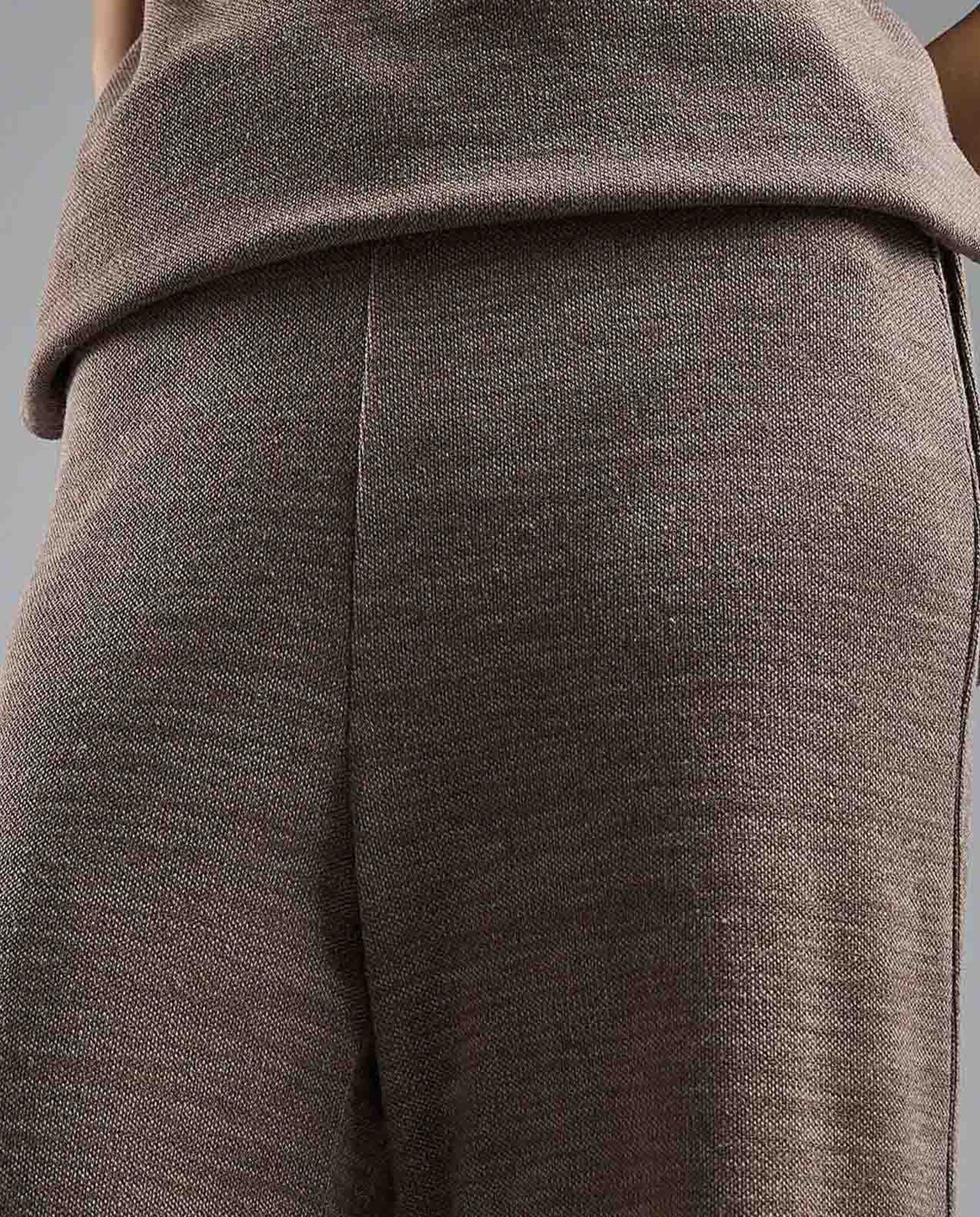 Solid Knit Pants with Elastic Waist