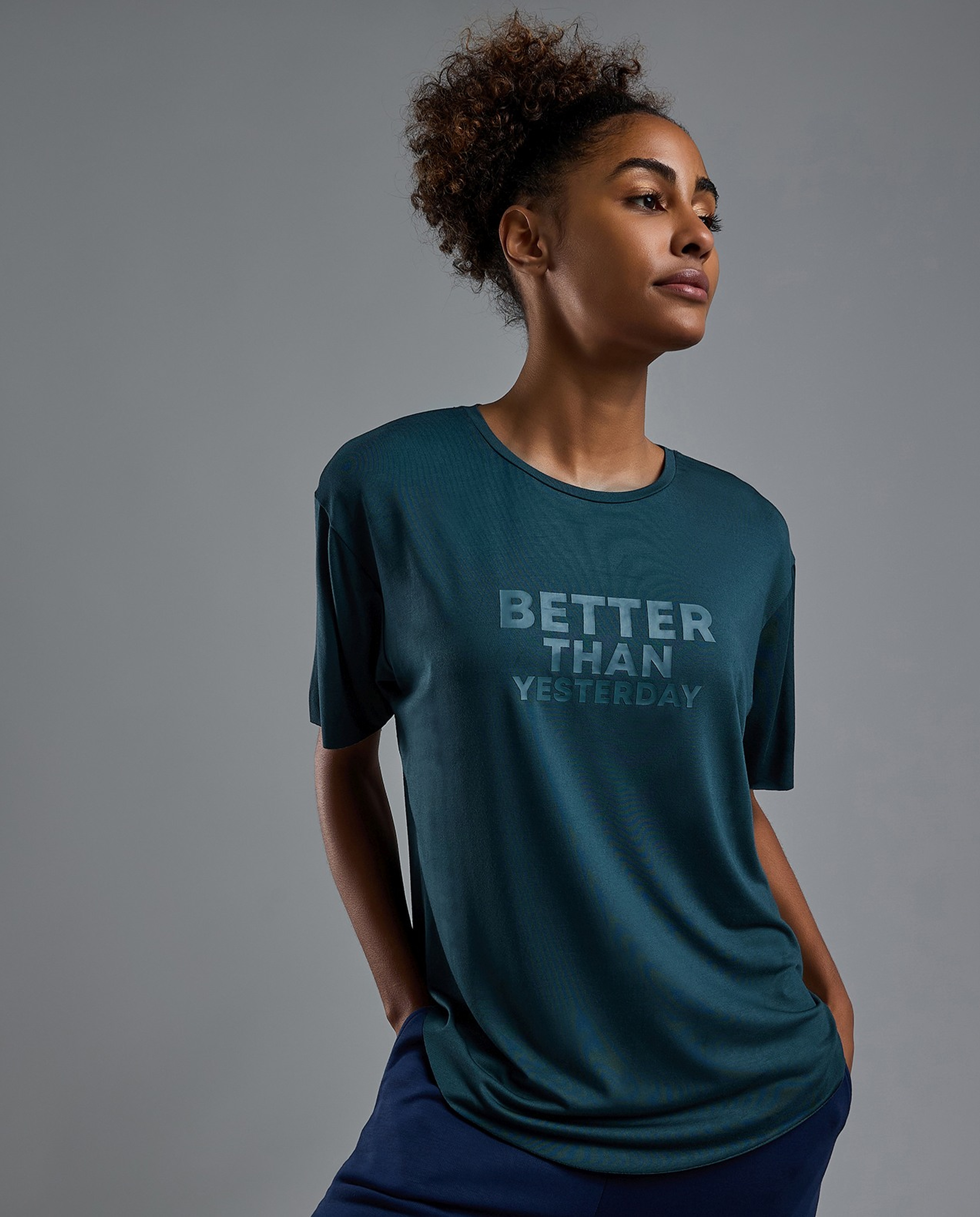 Typography Print Active T-Shirt with Crew Neck and Short Sleeves