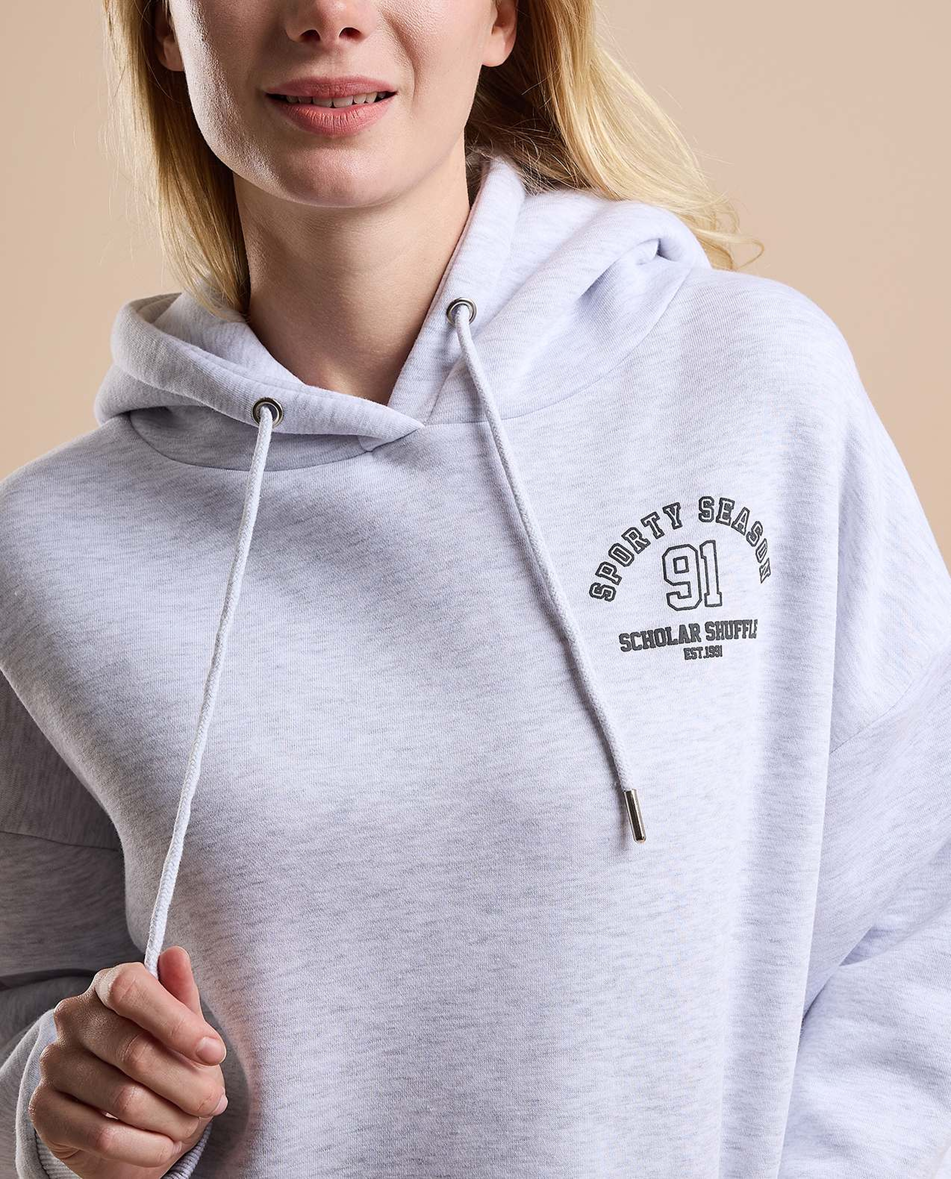 Printed Oversized Hoodie with Long Sleeves