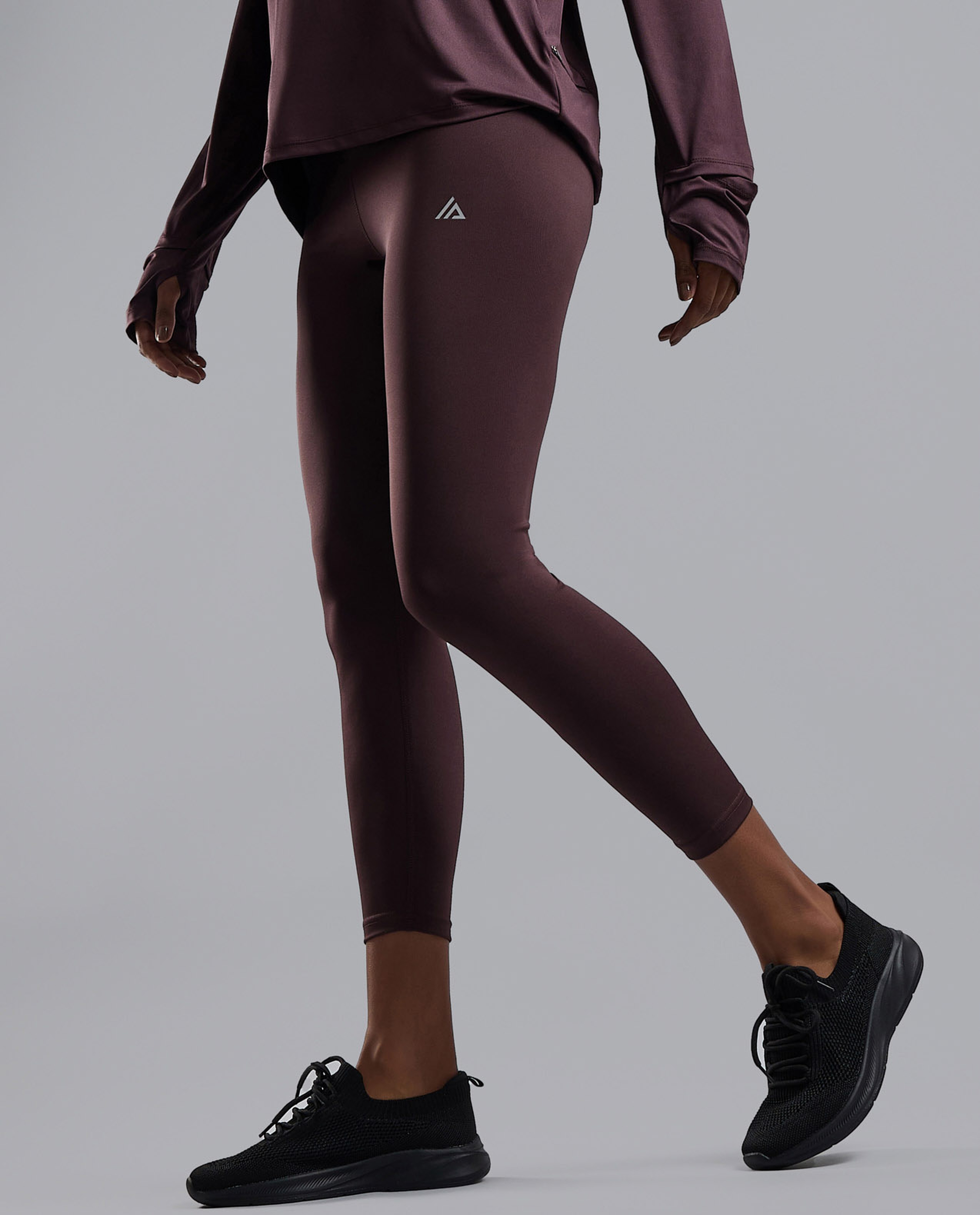 Solid Active Leggings with Elastic Waist