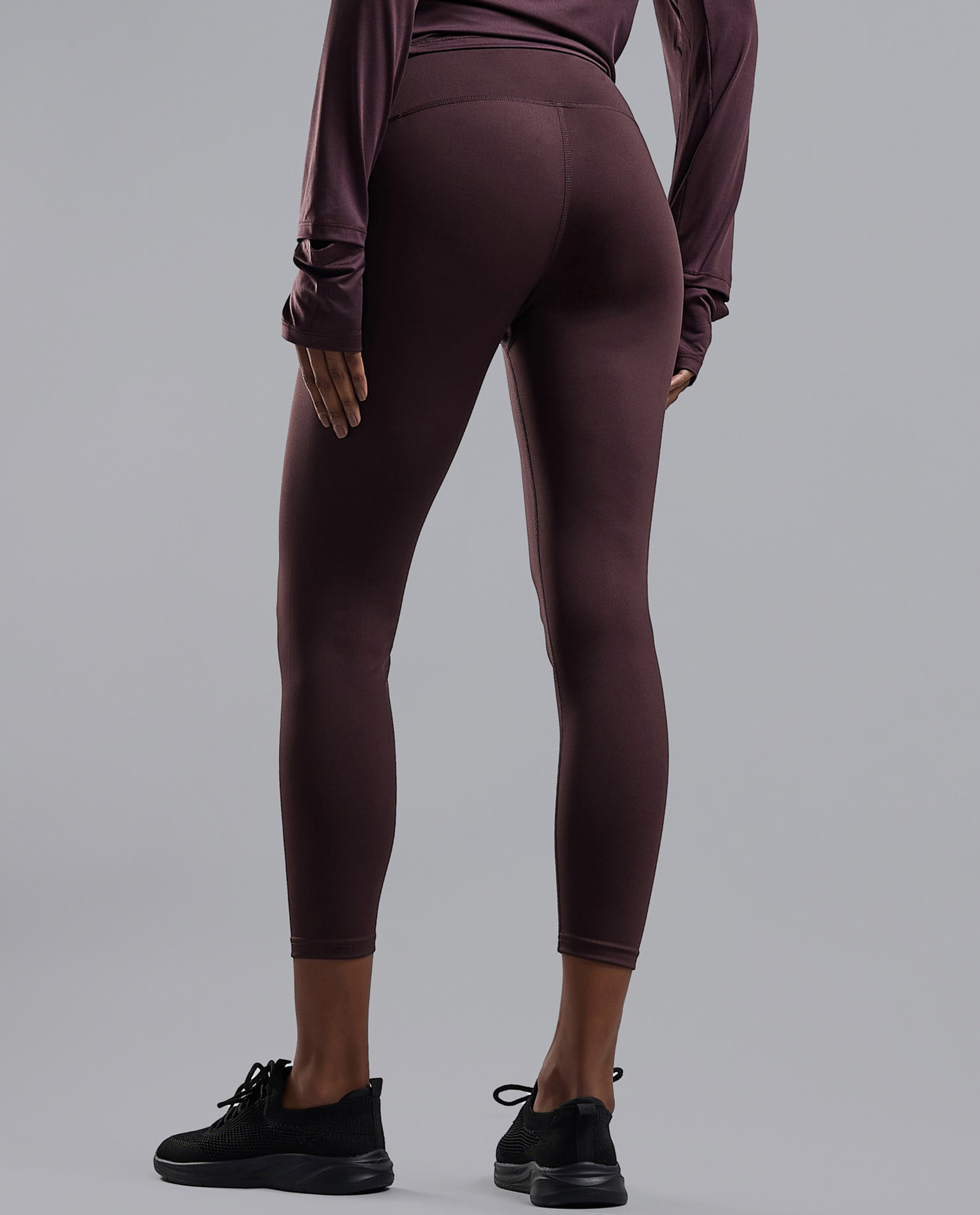 Solid Active Leggings with Elastic Waist