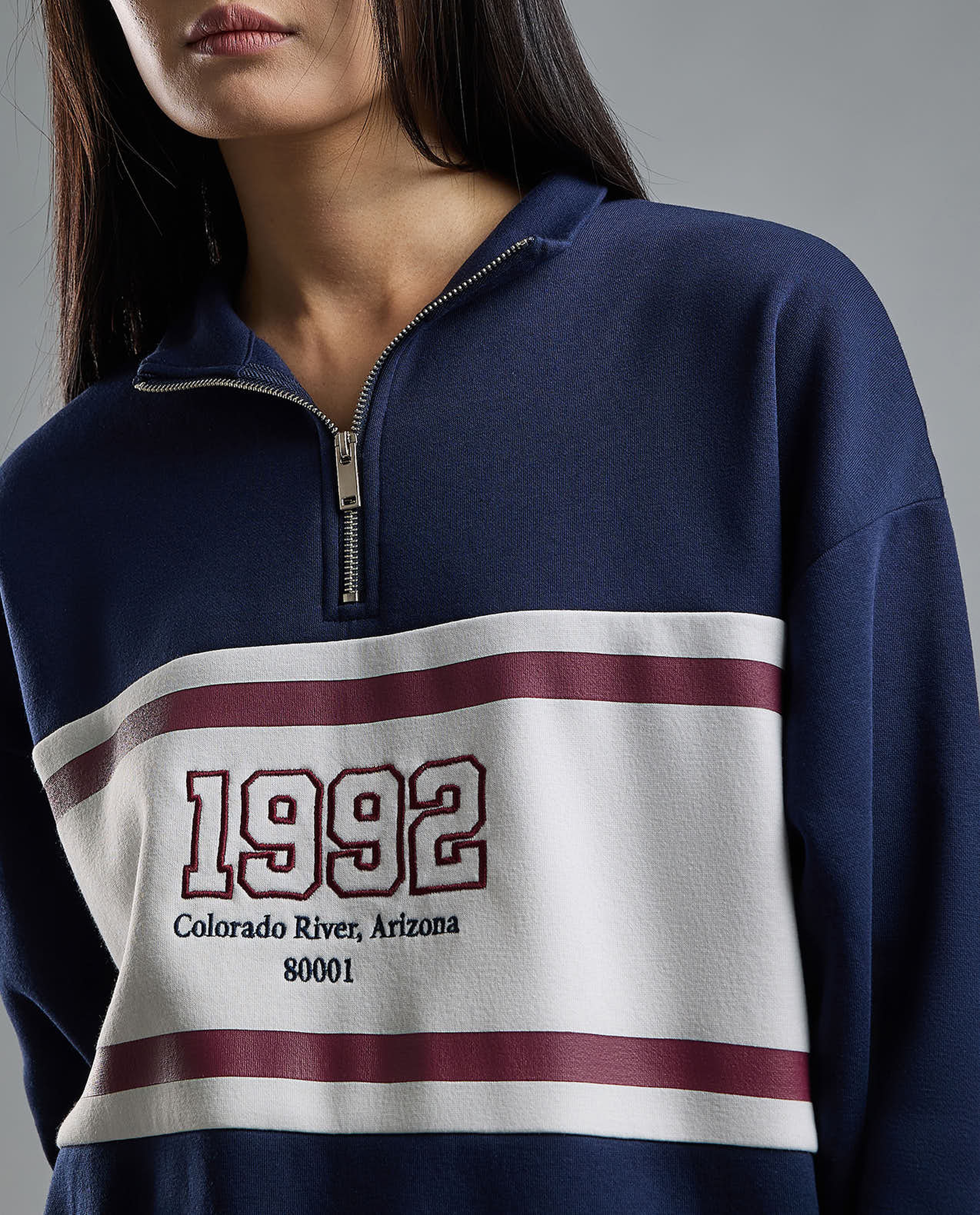 Color Block Oversized Sweatshirt with Long Sleeves