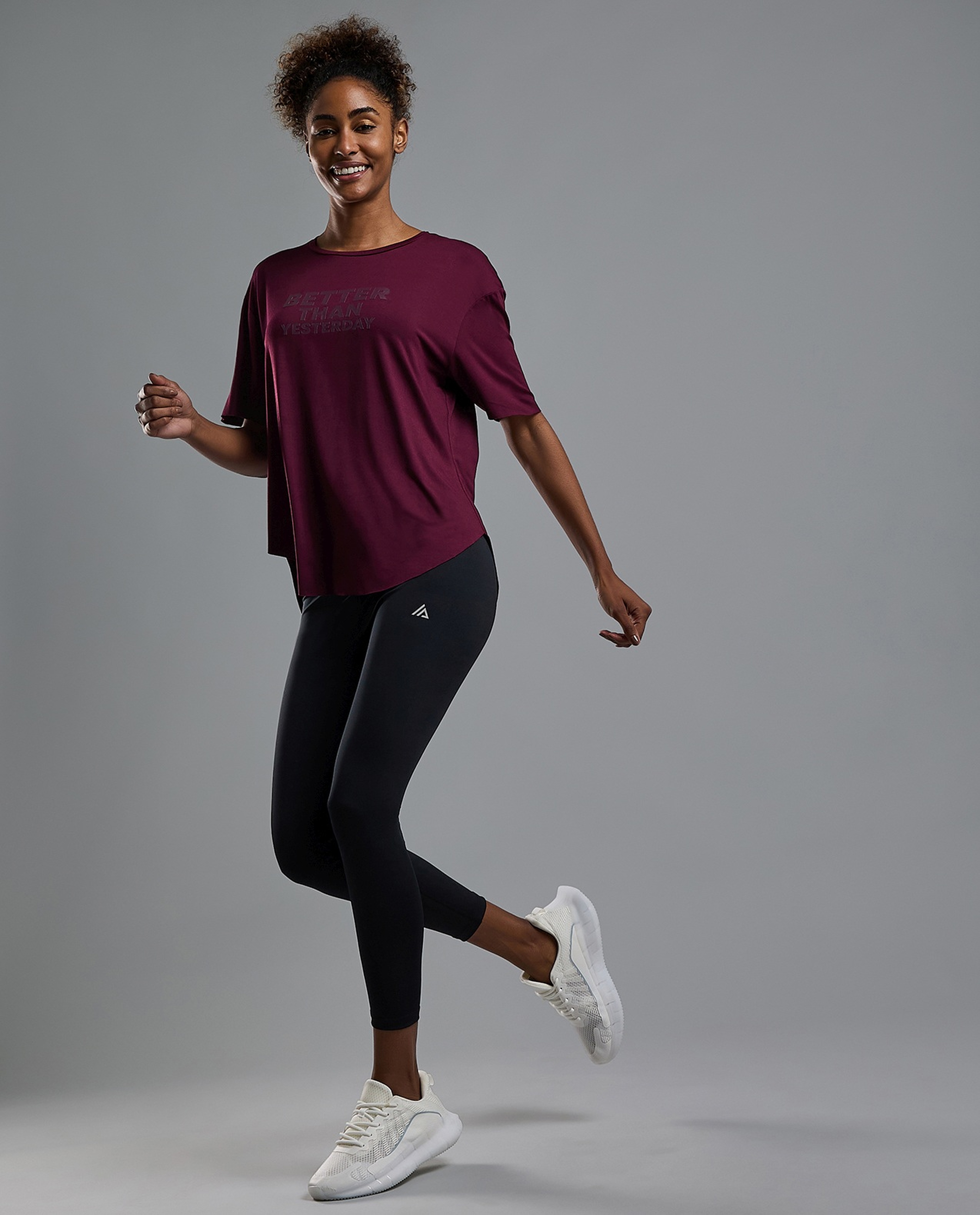 Typography Print Active T-Shirt with Crew Neck and Short Sleeves