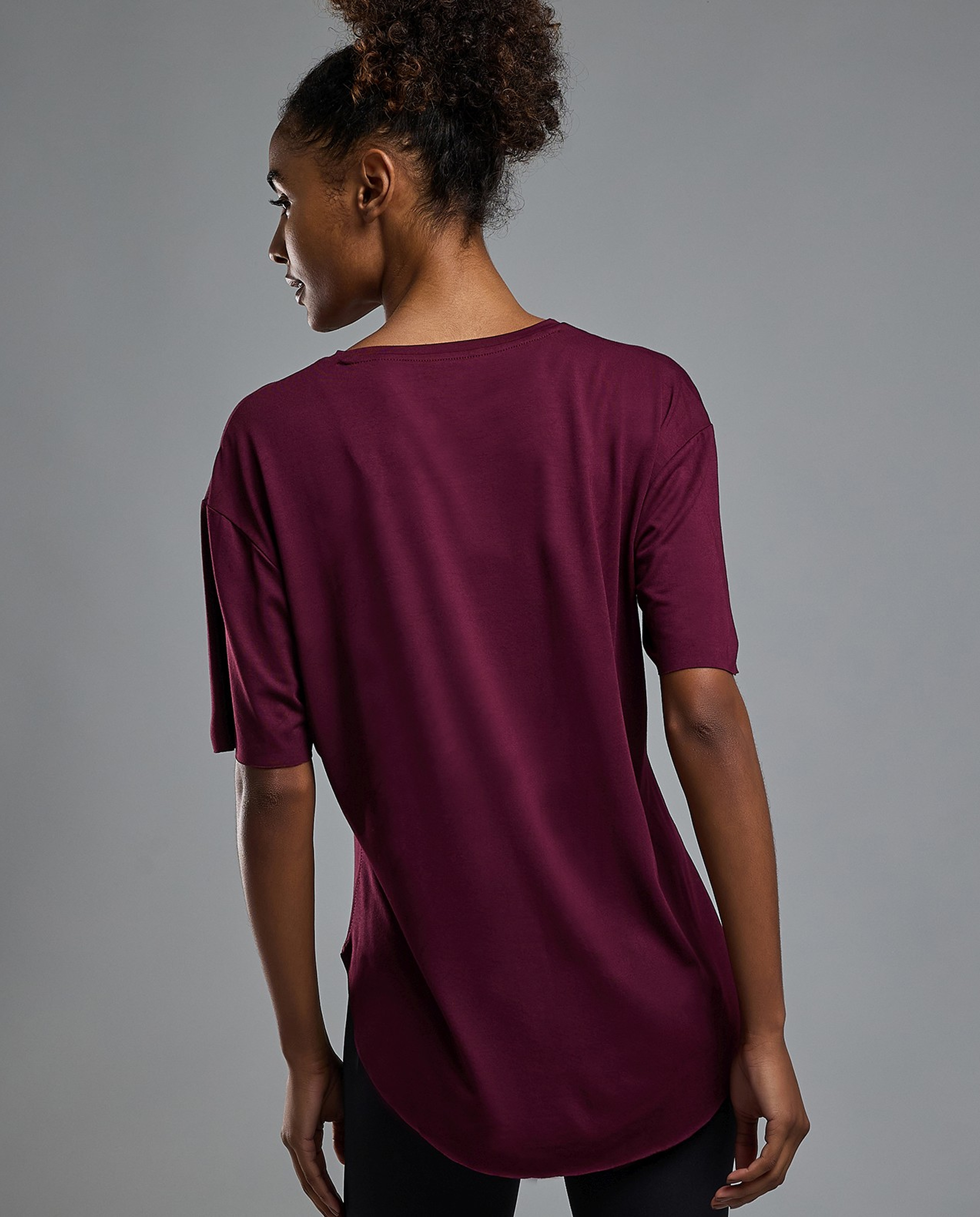 Typography Print Active T-Shirt with Crew Neck and Short Sleeves