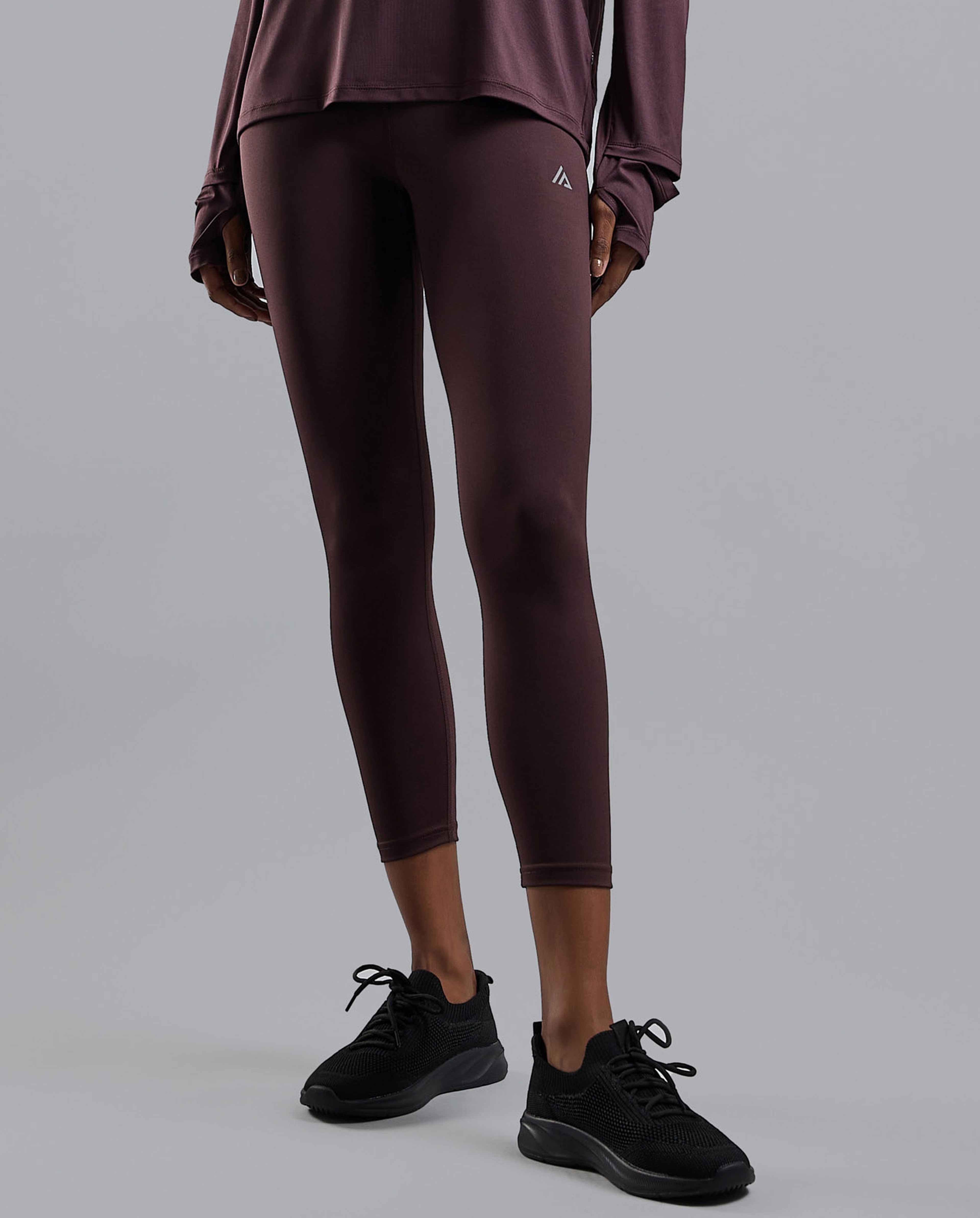 Solid Active Leggings with Elastic Waist