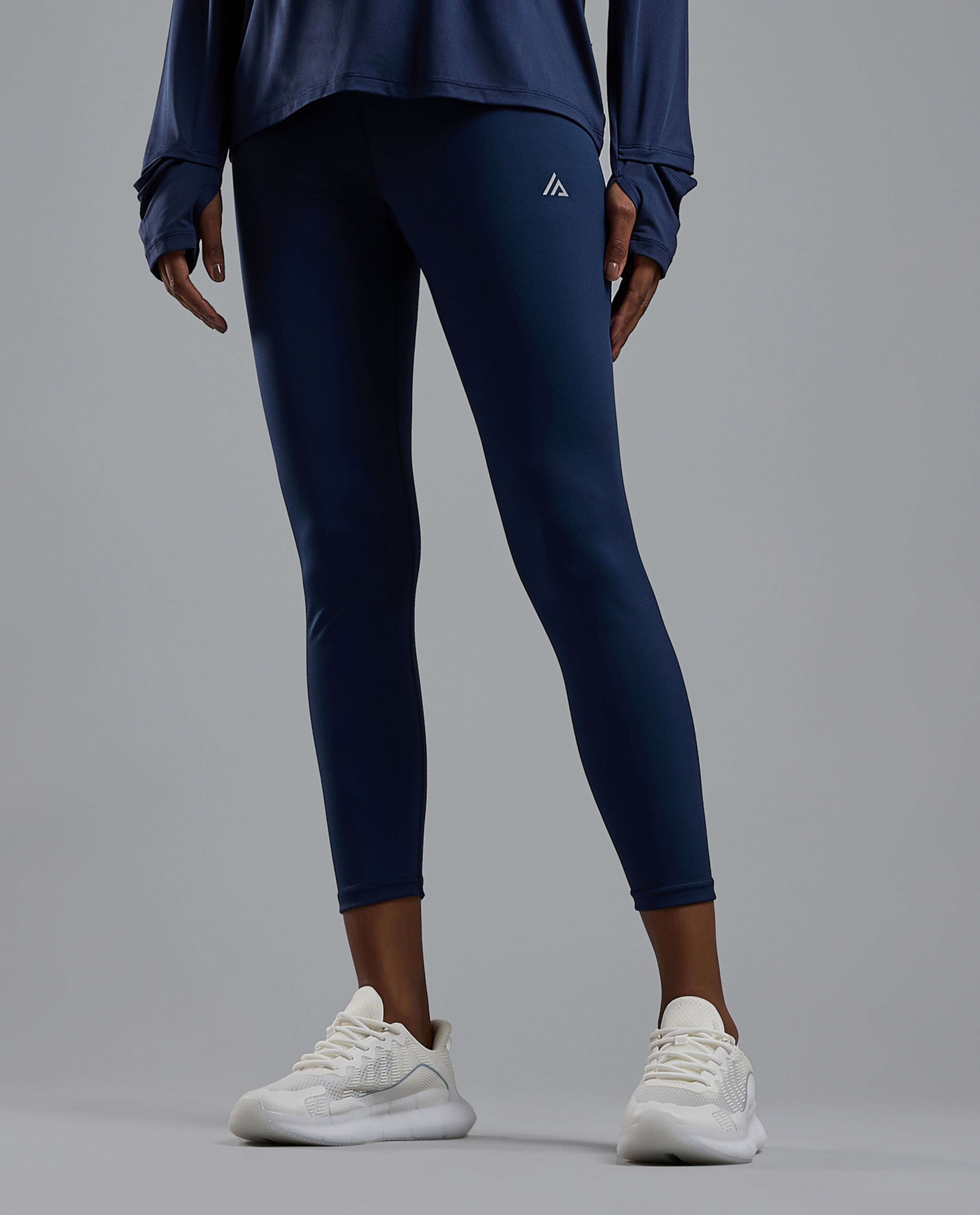 Solid Active Leggings with Elastic Waist