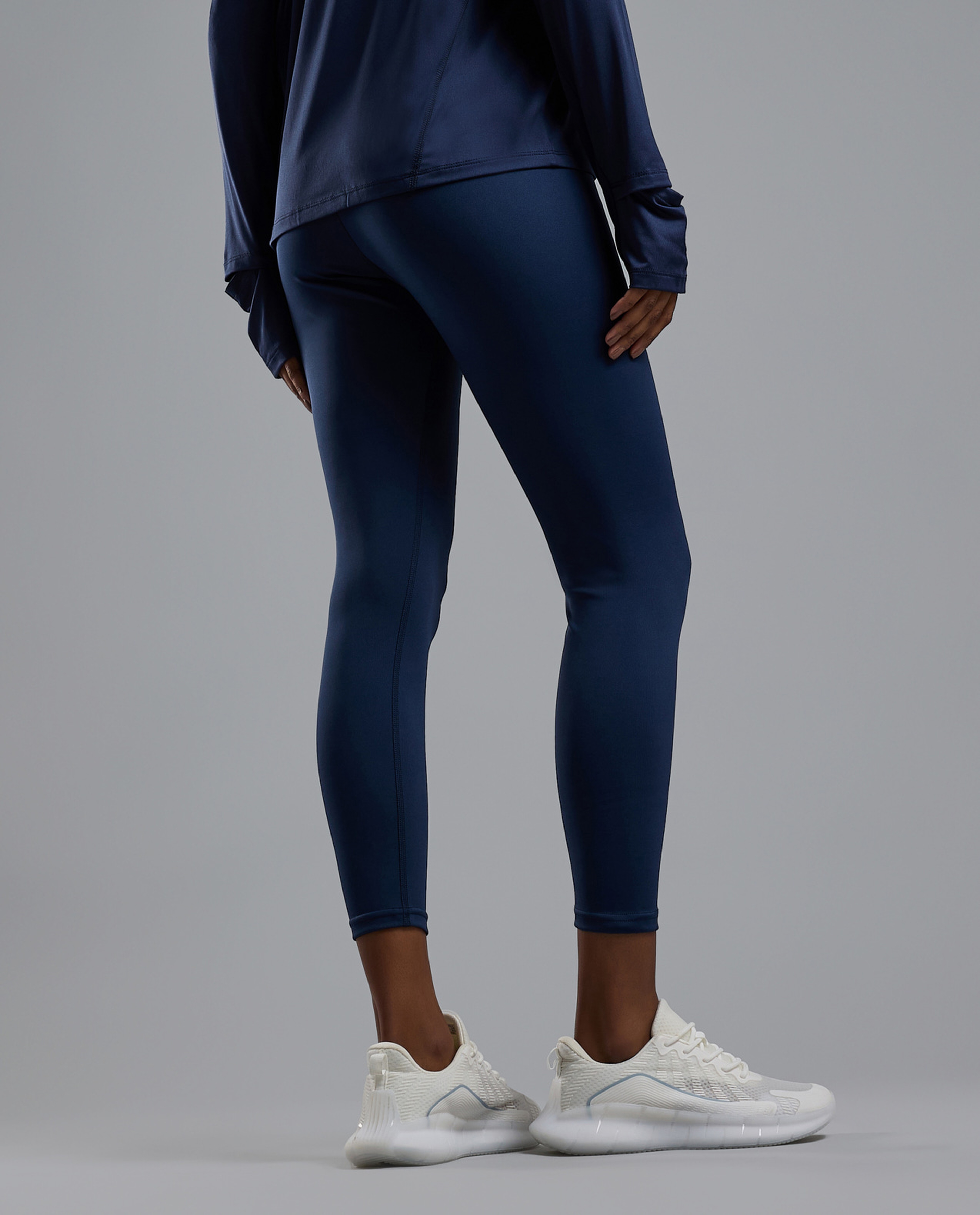 Solid Active Leggings with Elastic Waist