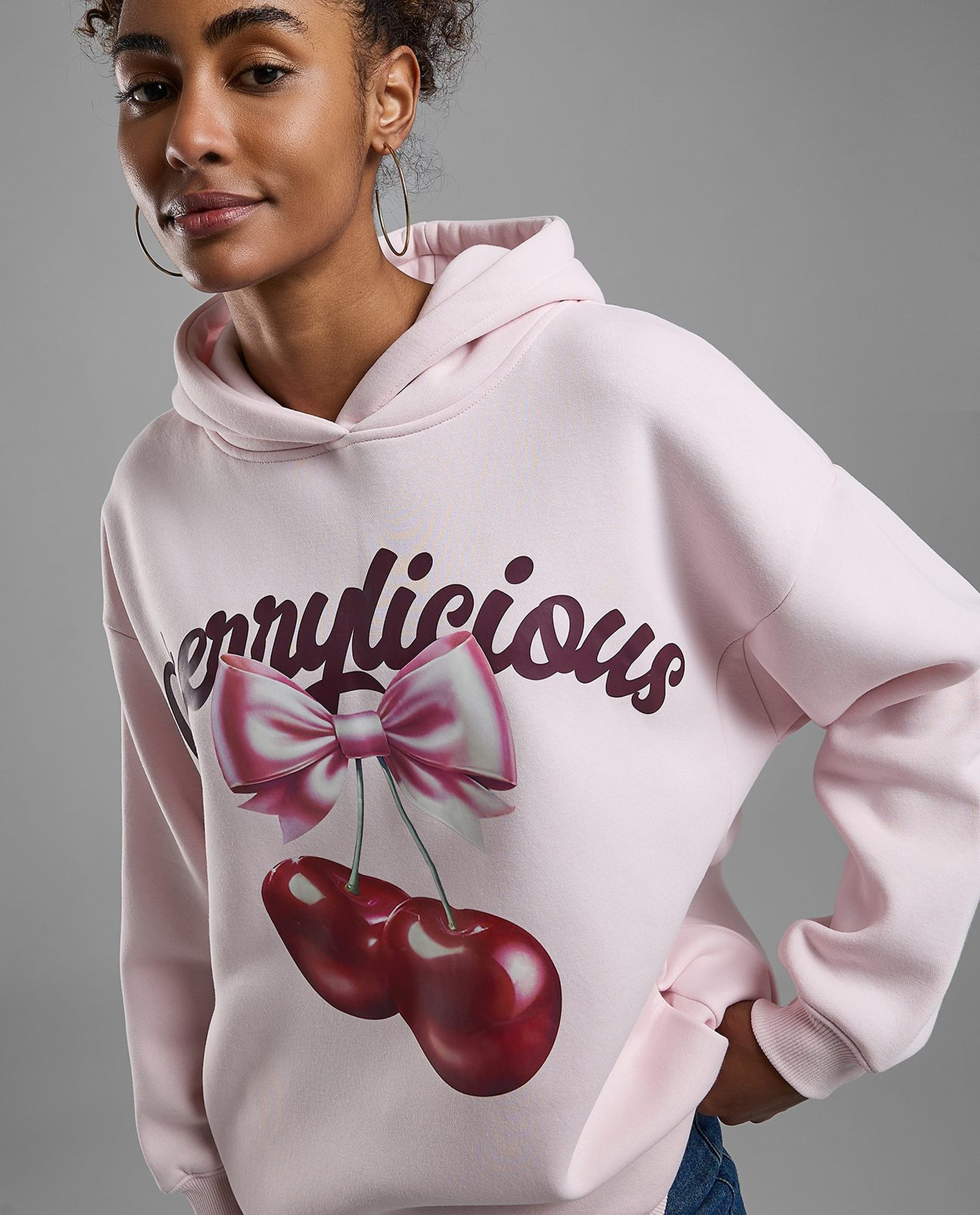 Printed Oversized Hoodie with Long Sleeves