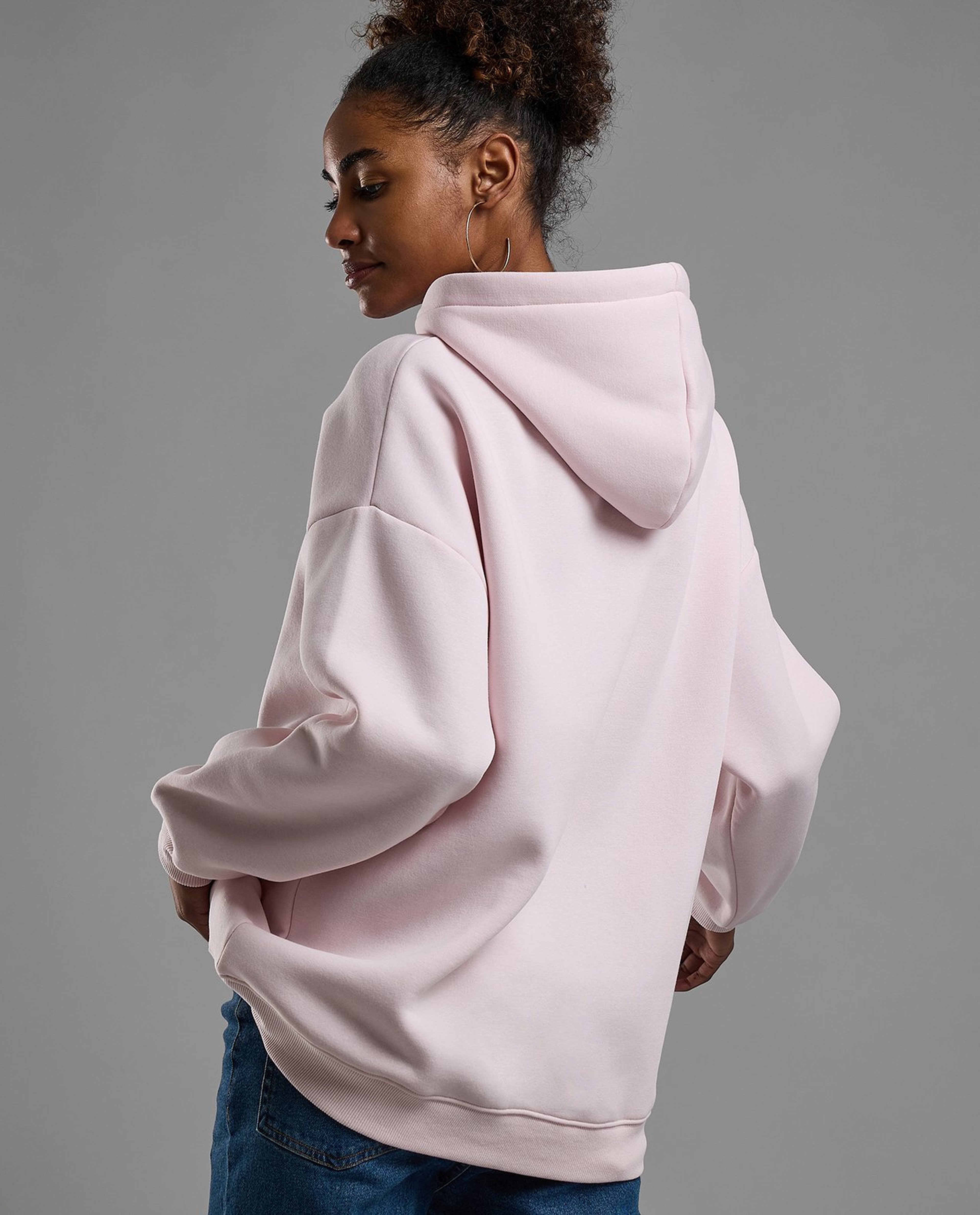 Printed Oversized Hoodie with Long Sleeves