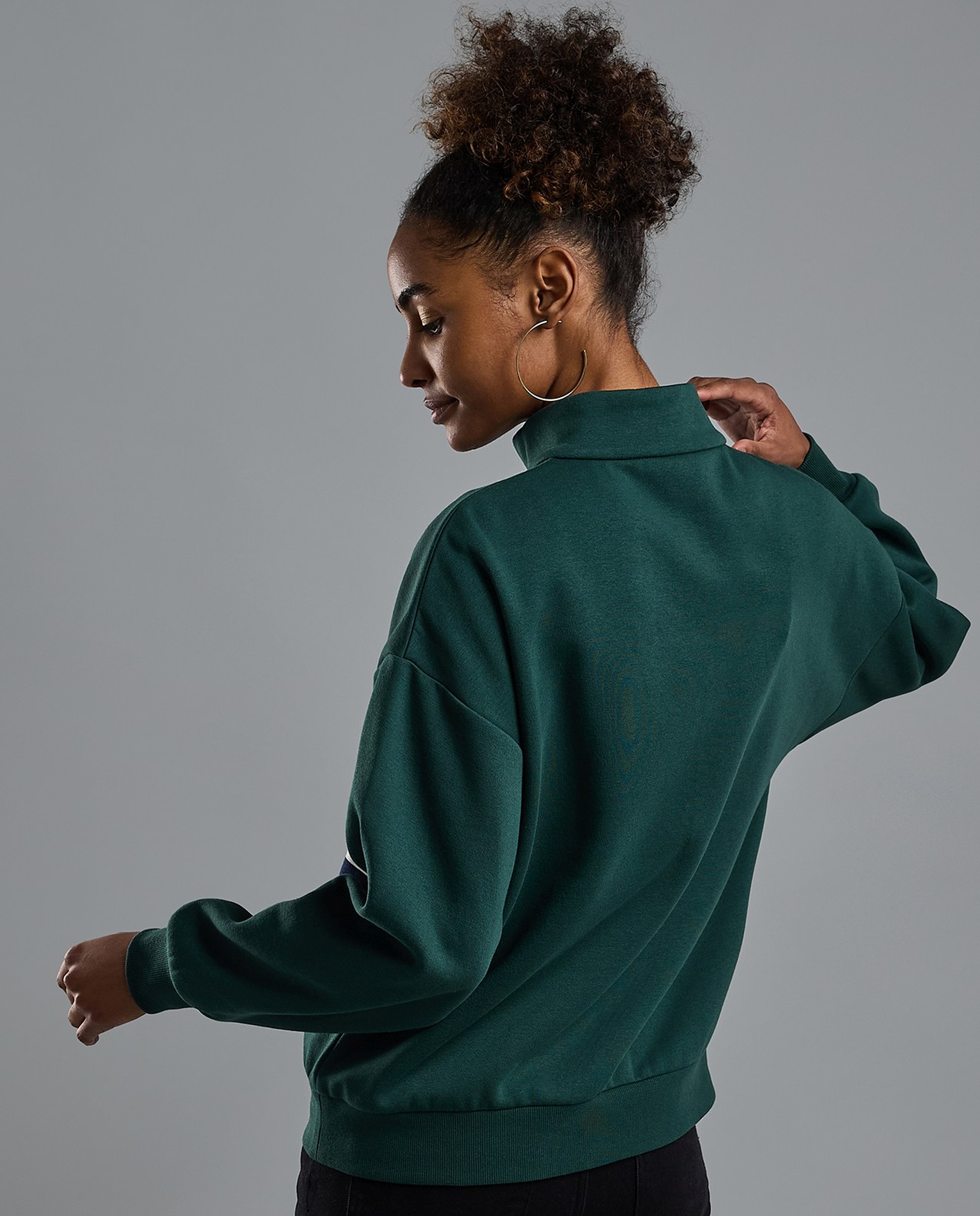 Color Block Oversized Sweatshirt with Long Sleeves