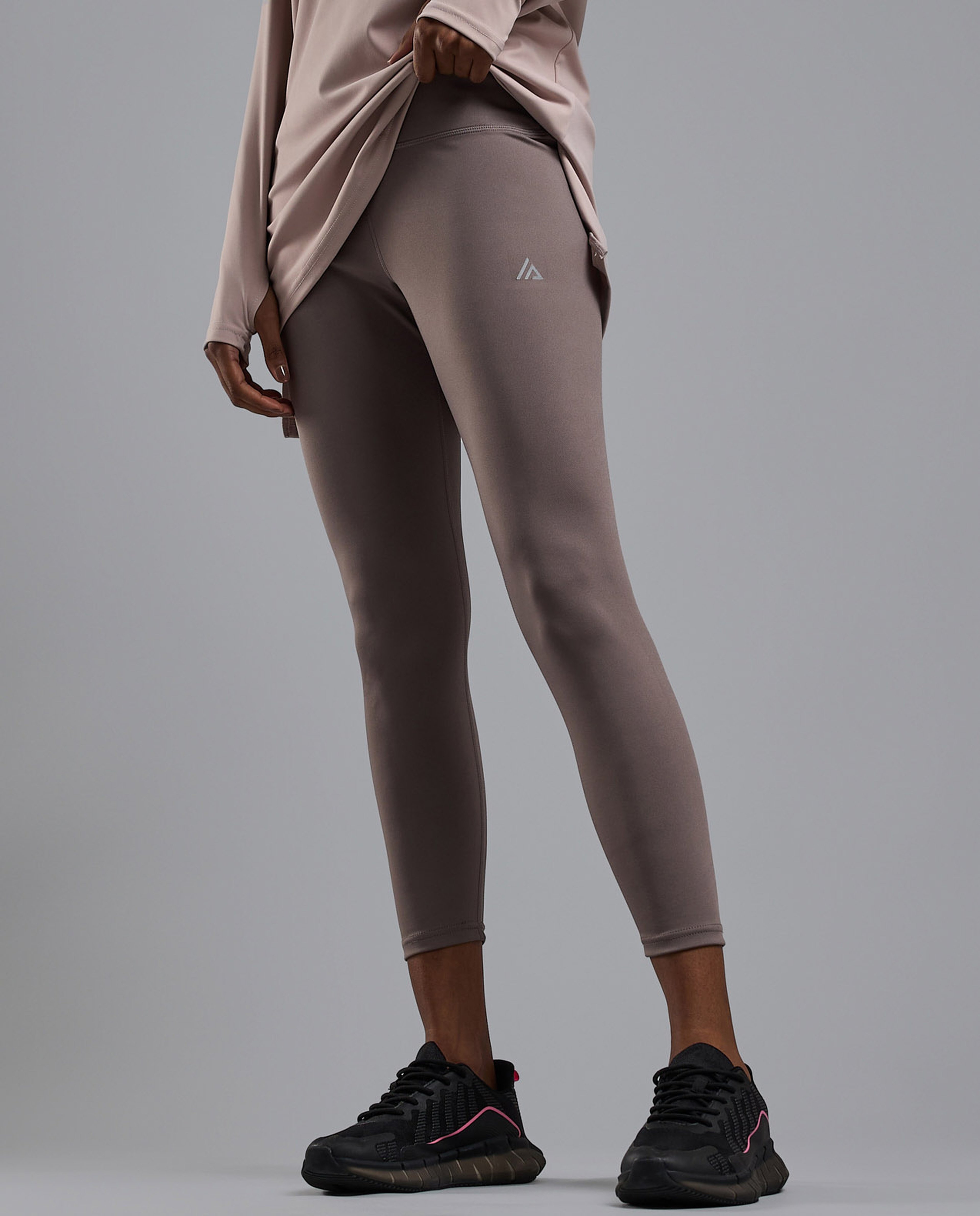 Solid Active Leggings with Elastic Waist