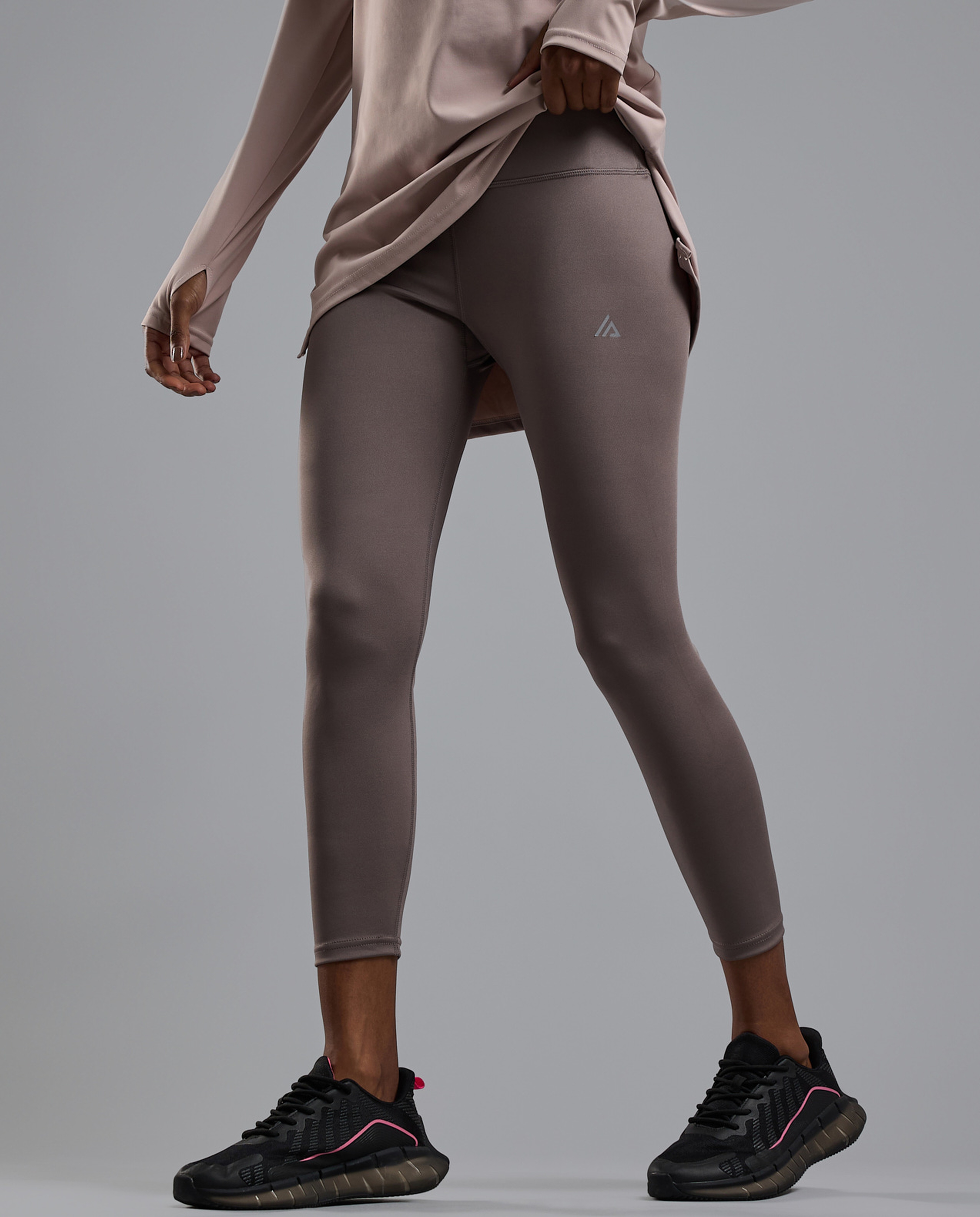 Solid Active Leggings with Elastic Waist