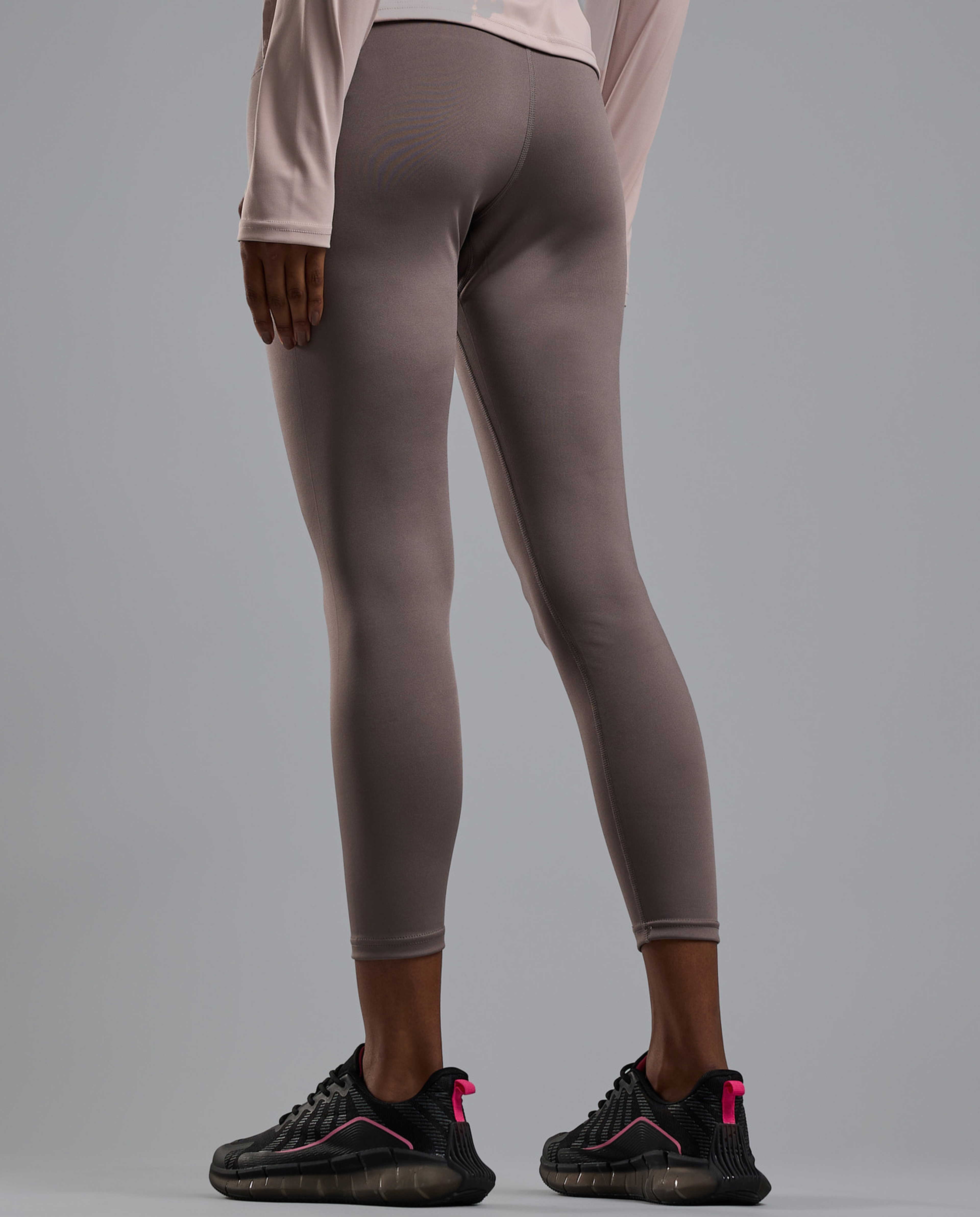 Solid Active Leggings with Elastic Waist
