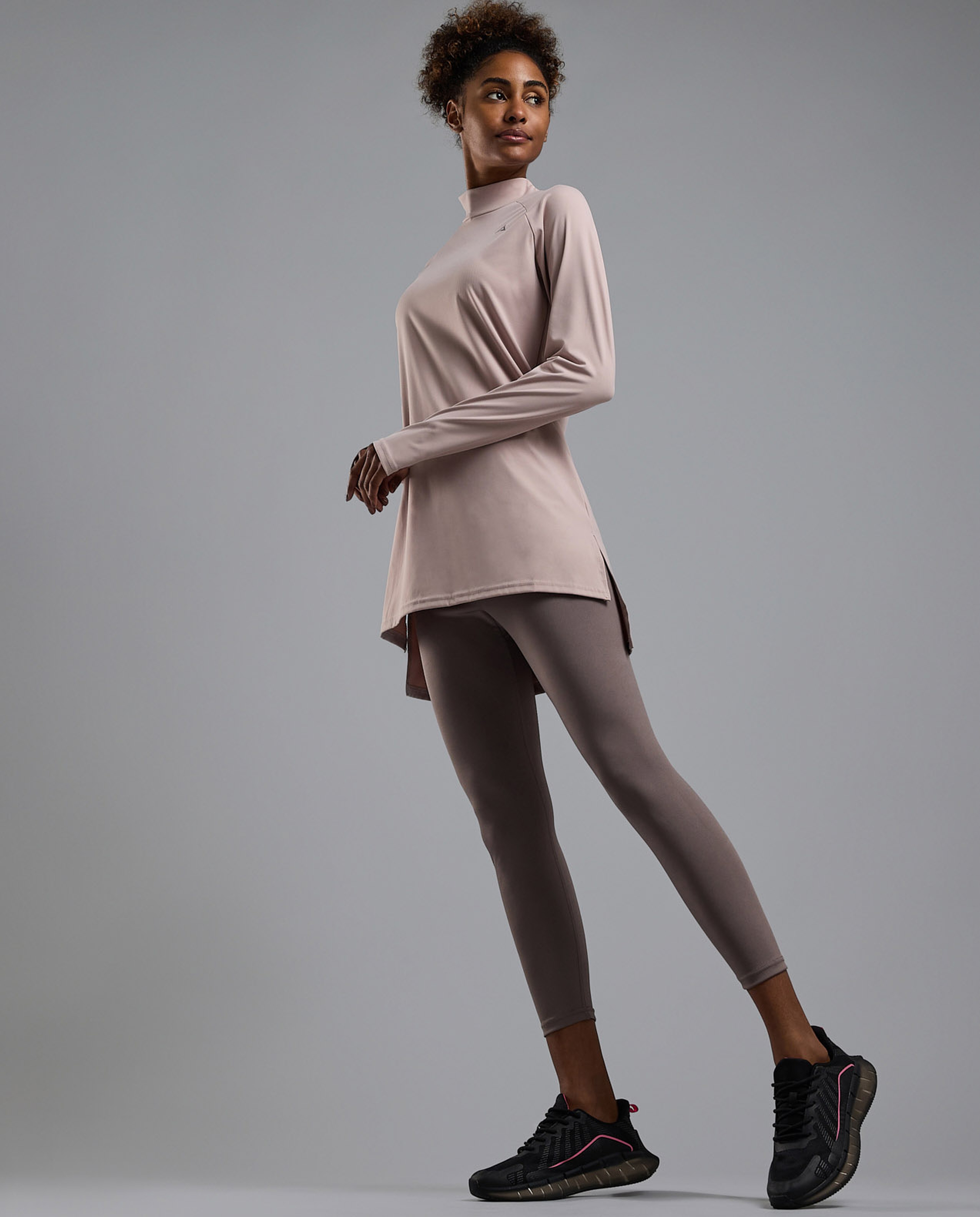 Solid Active Leggings with Elastic Waist