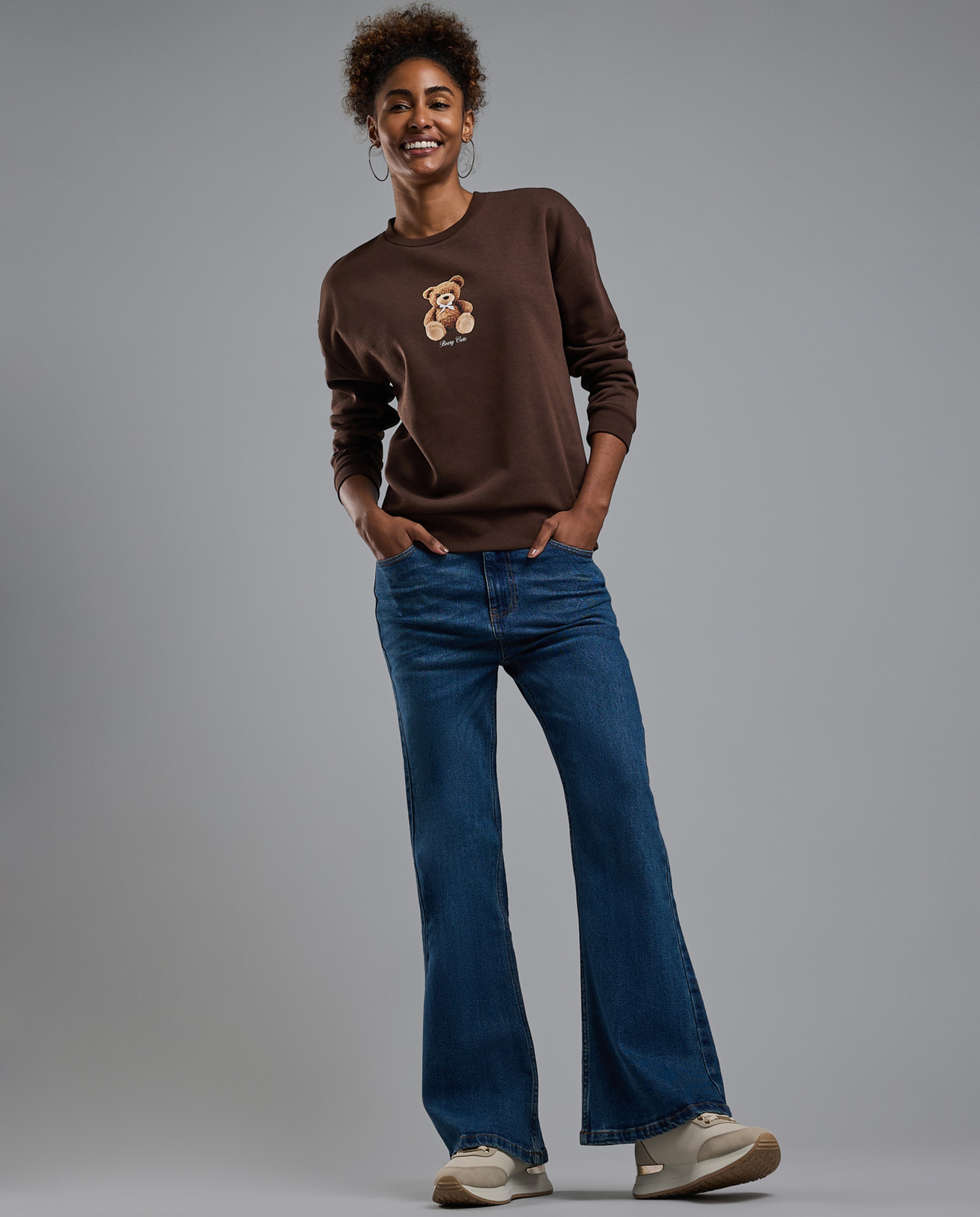 Printed Sweatshirt with Crew Neck and Long Sleeves