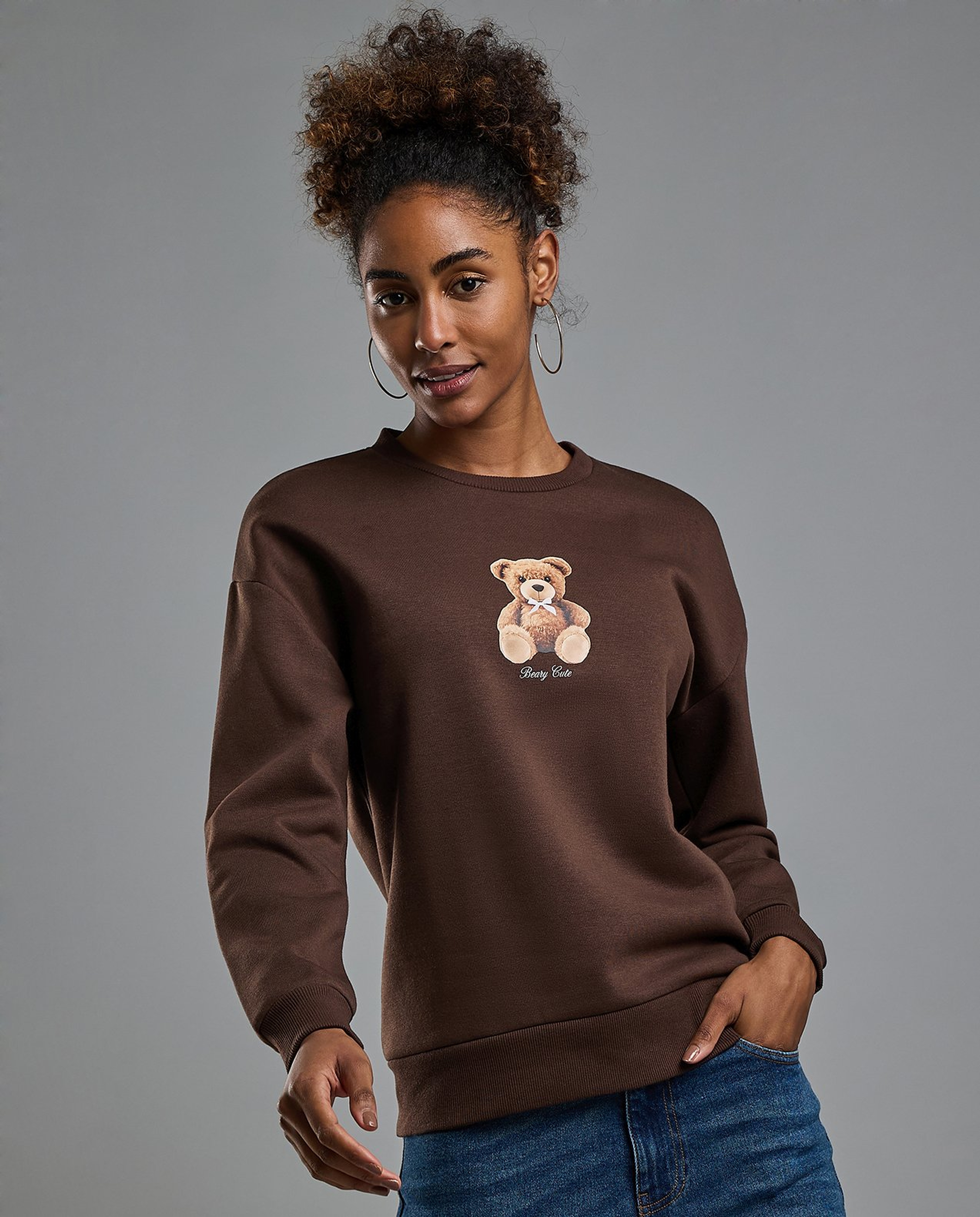 Printed Sweatshirt with Crew Neck and Long Sleeves