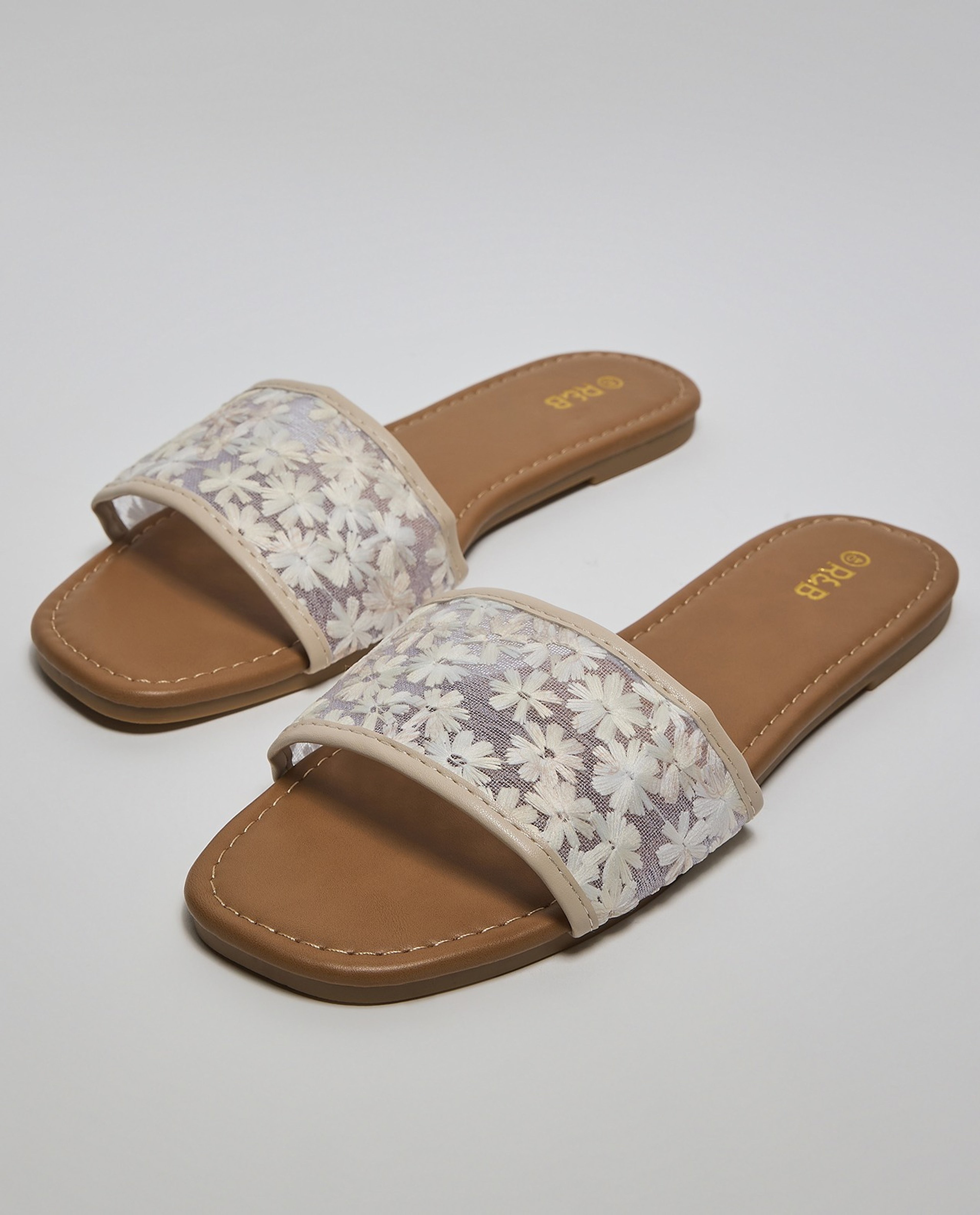 Embroidered Flat Sandals