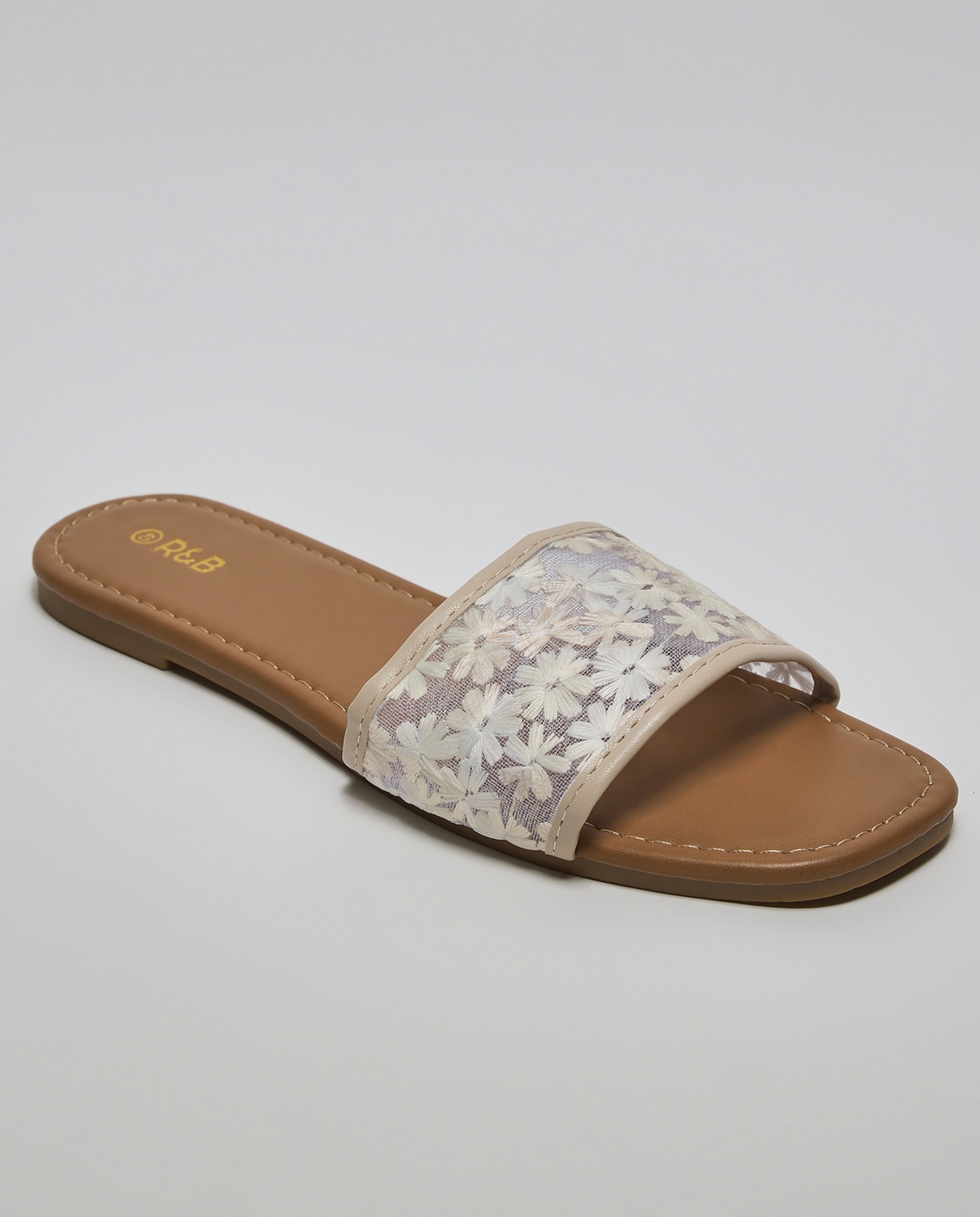 Embroidered Flat Sandals