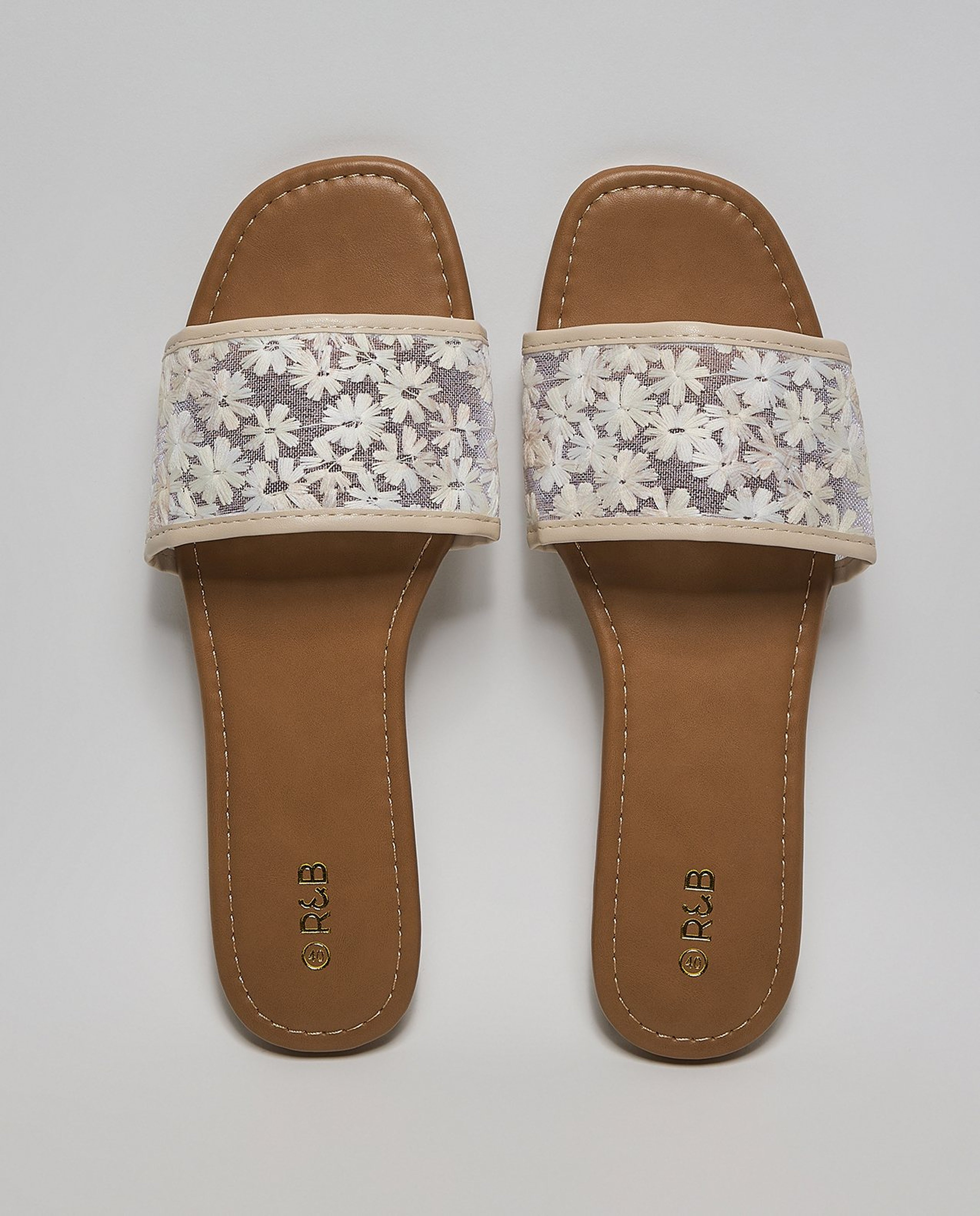 Embroidered Flat Sandals