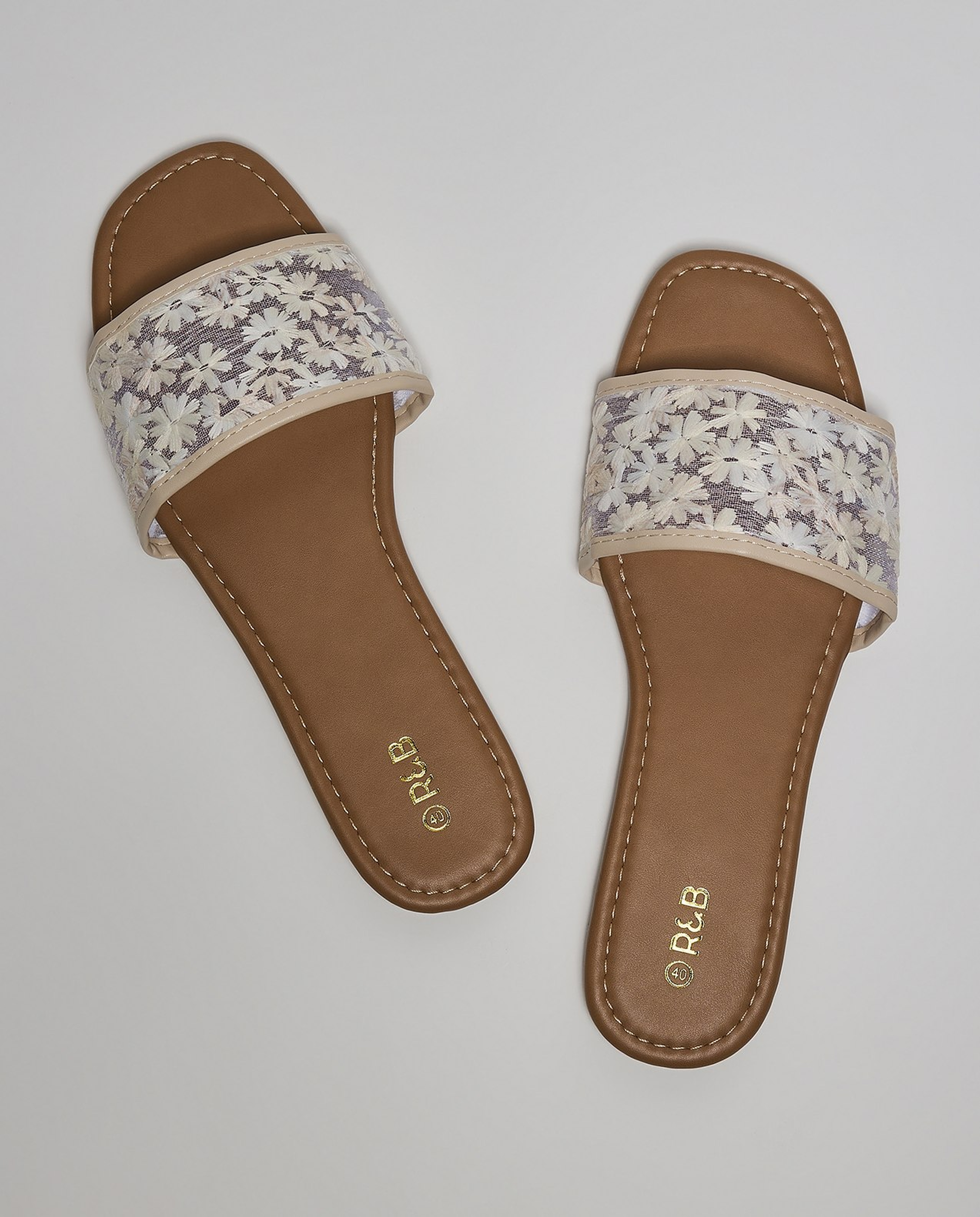 Embroidered Flat Sandals