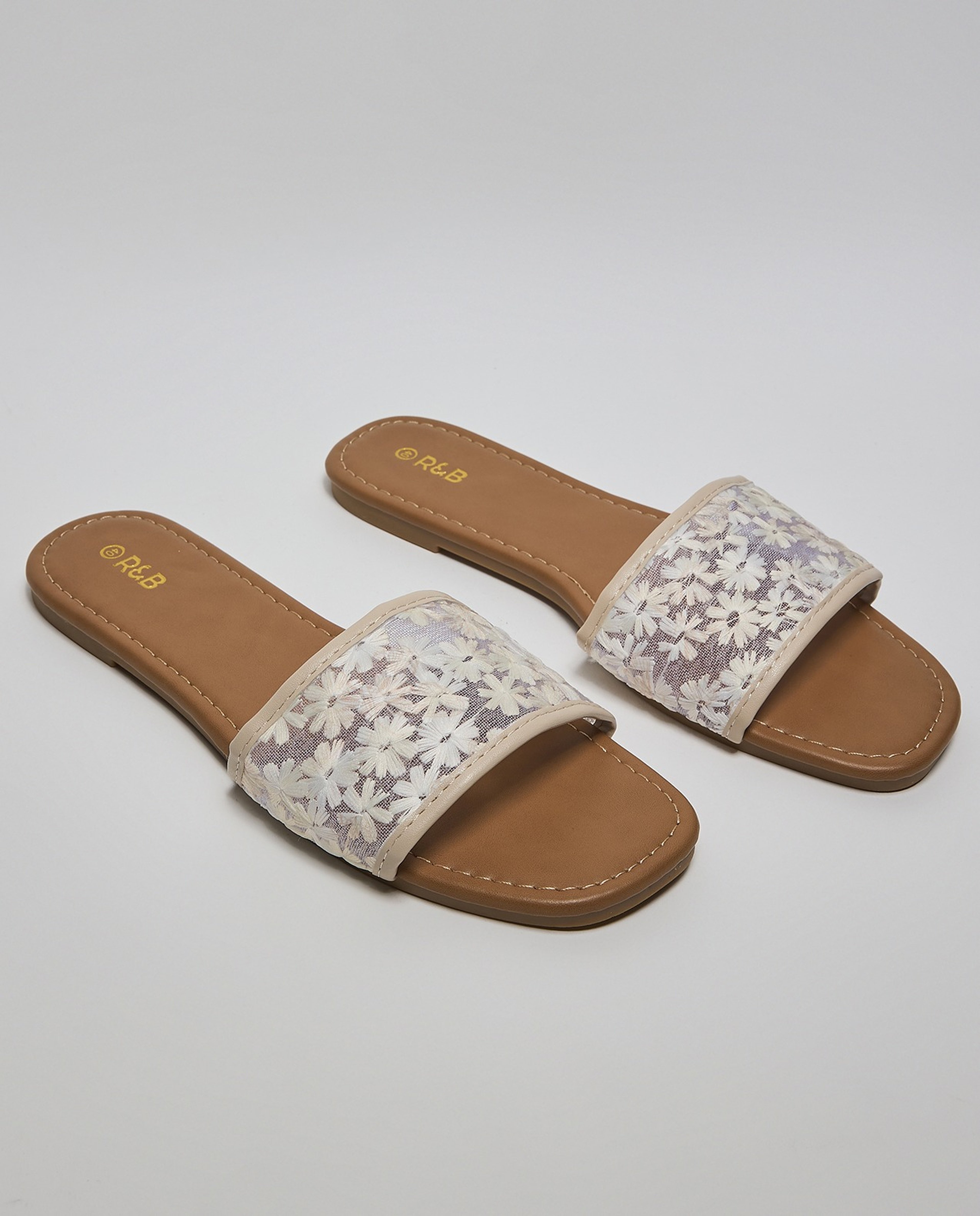 Embroidered Flat Sandals