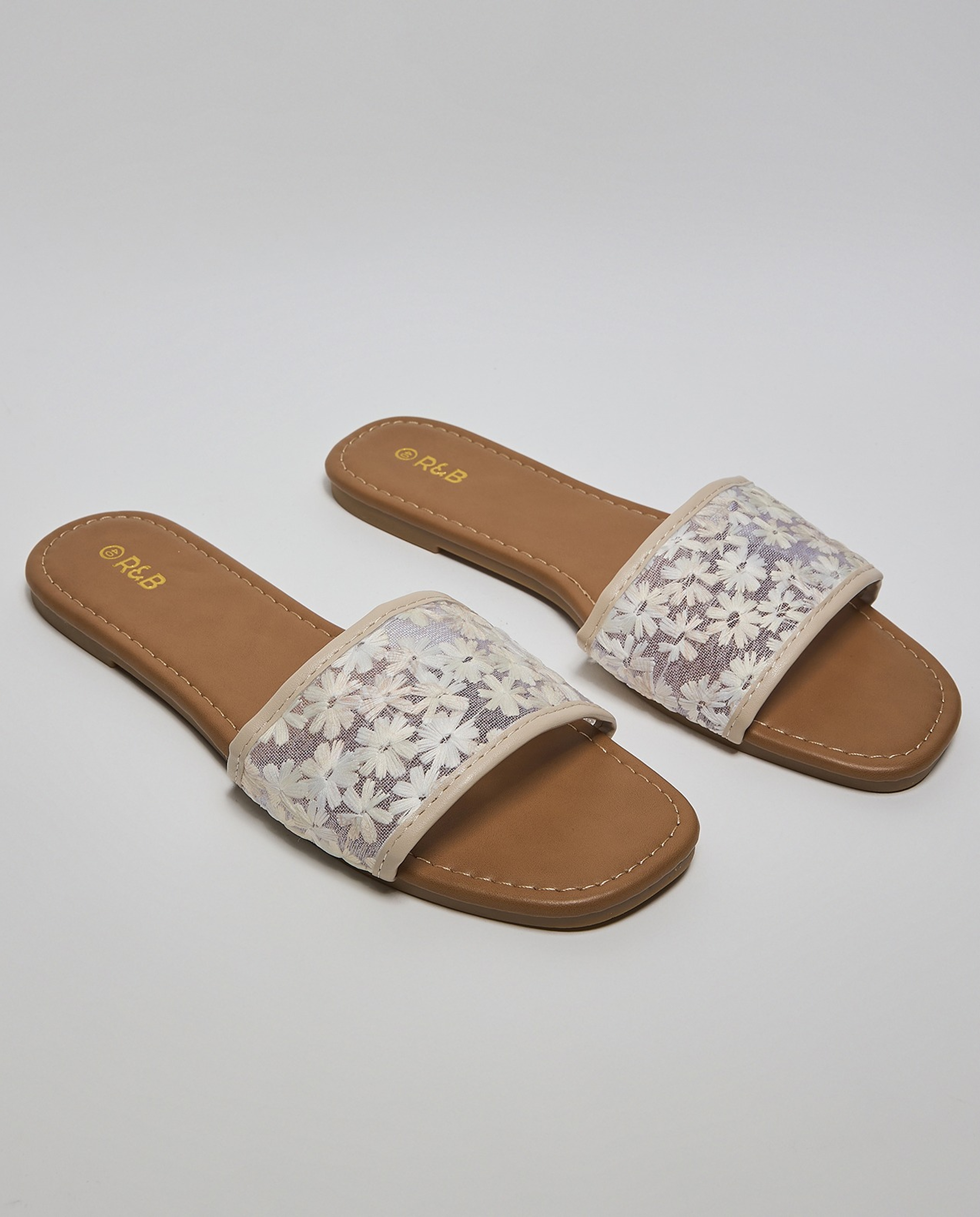 Embroidered Flat Sandals
