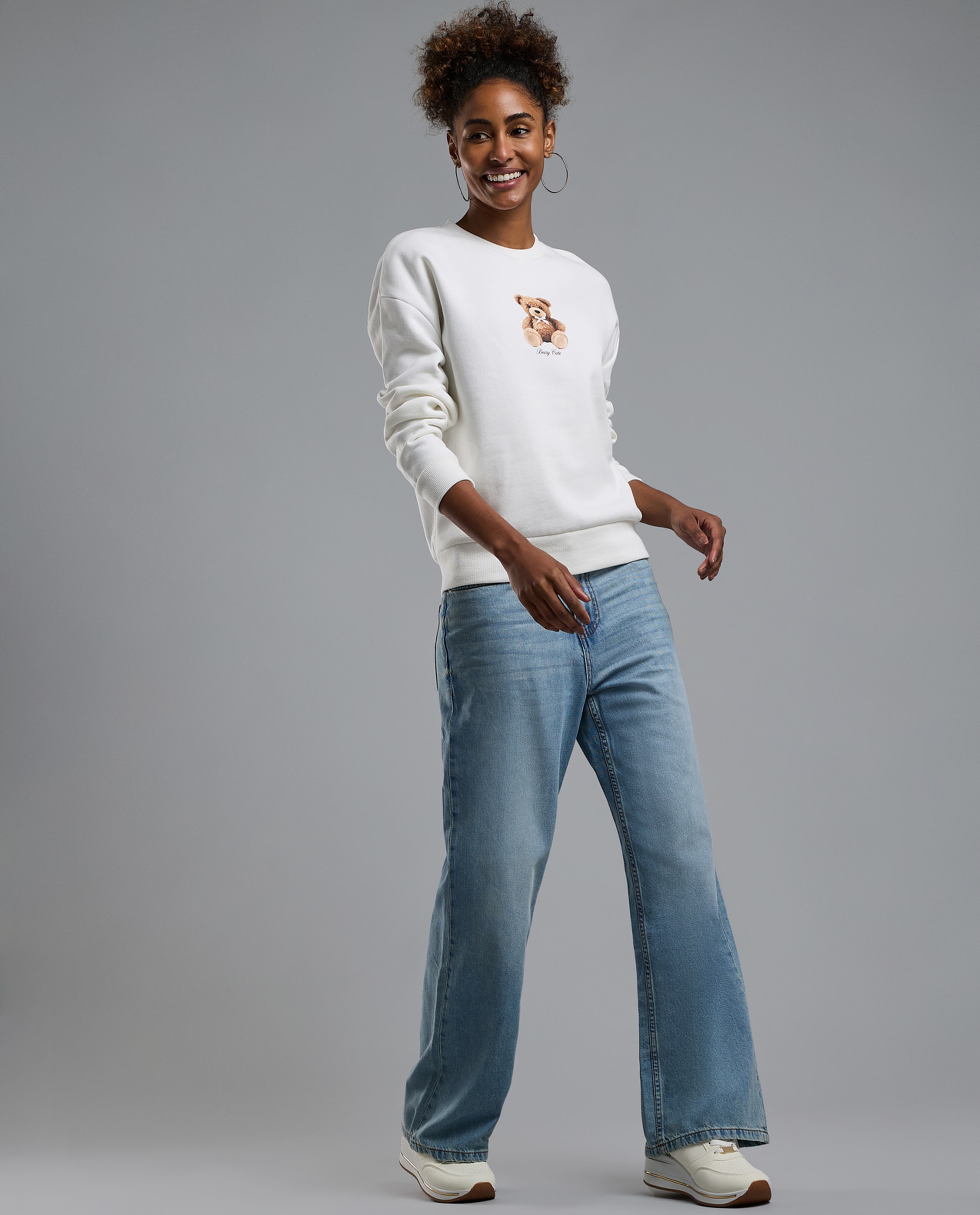 Printed Sweatshirt with Crew Neck and Long Sleeves