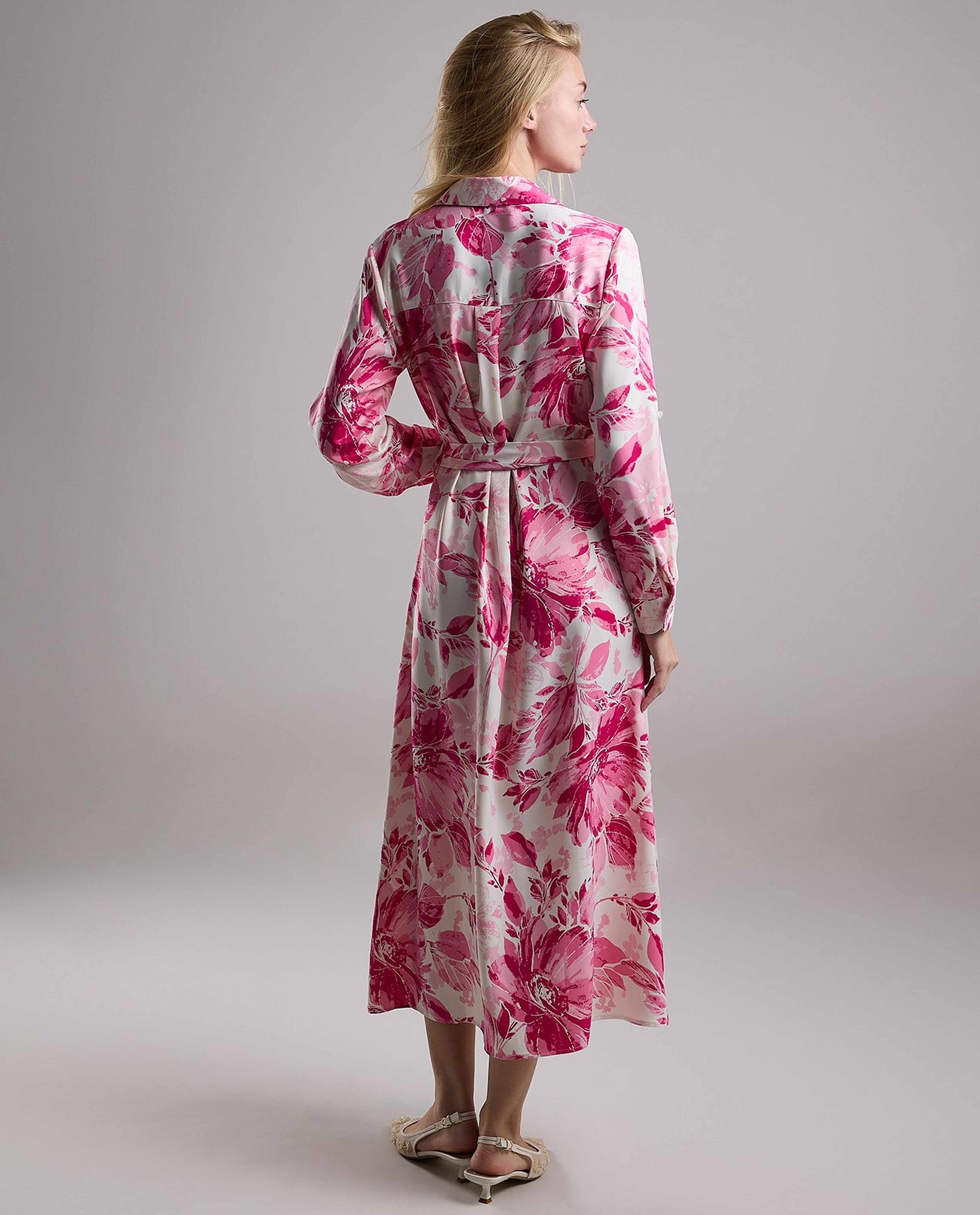 Printed Shirt Dress with Long Sleeves