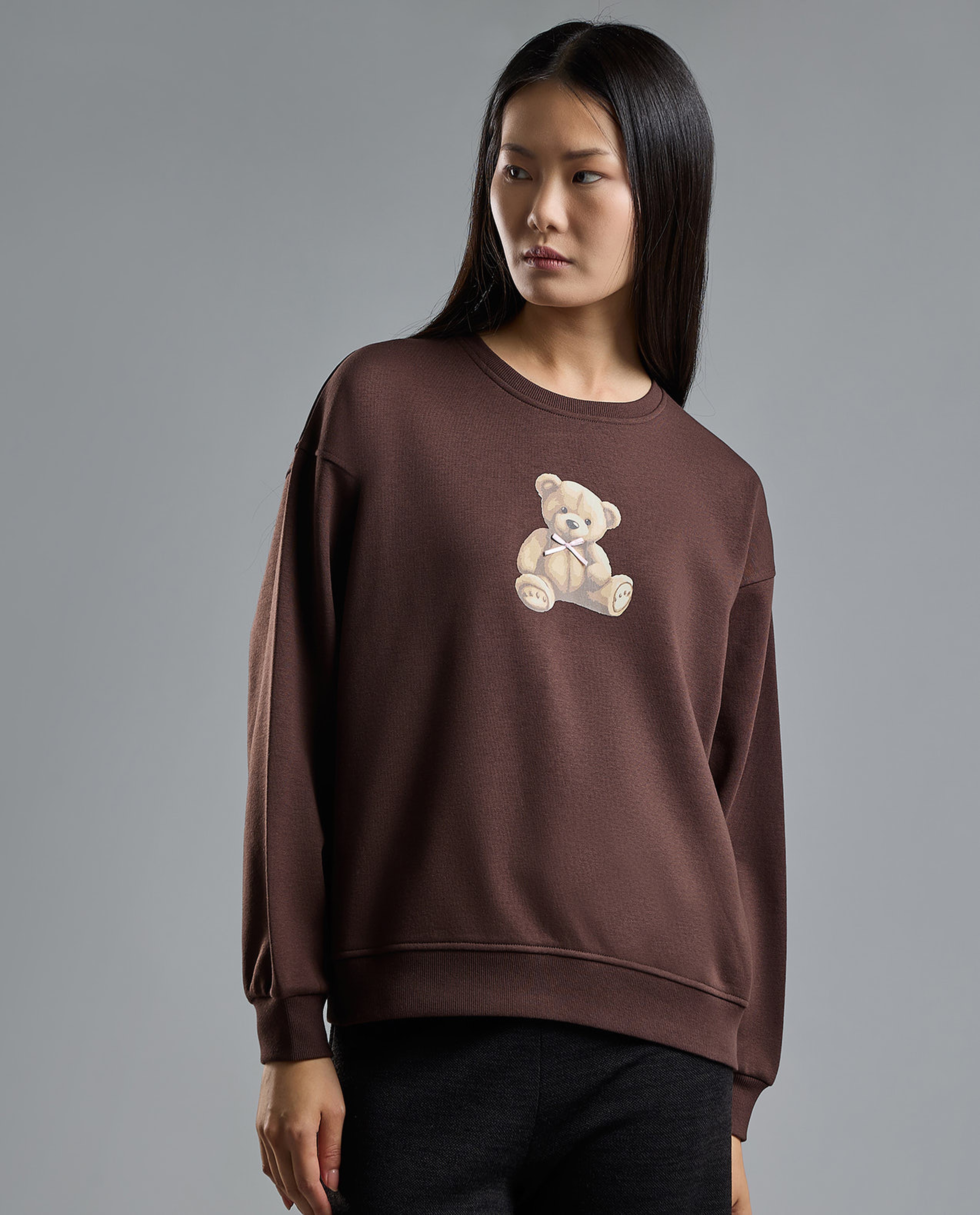 Printed Sweatshirt with Crew Neck and Long Sleeves