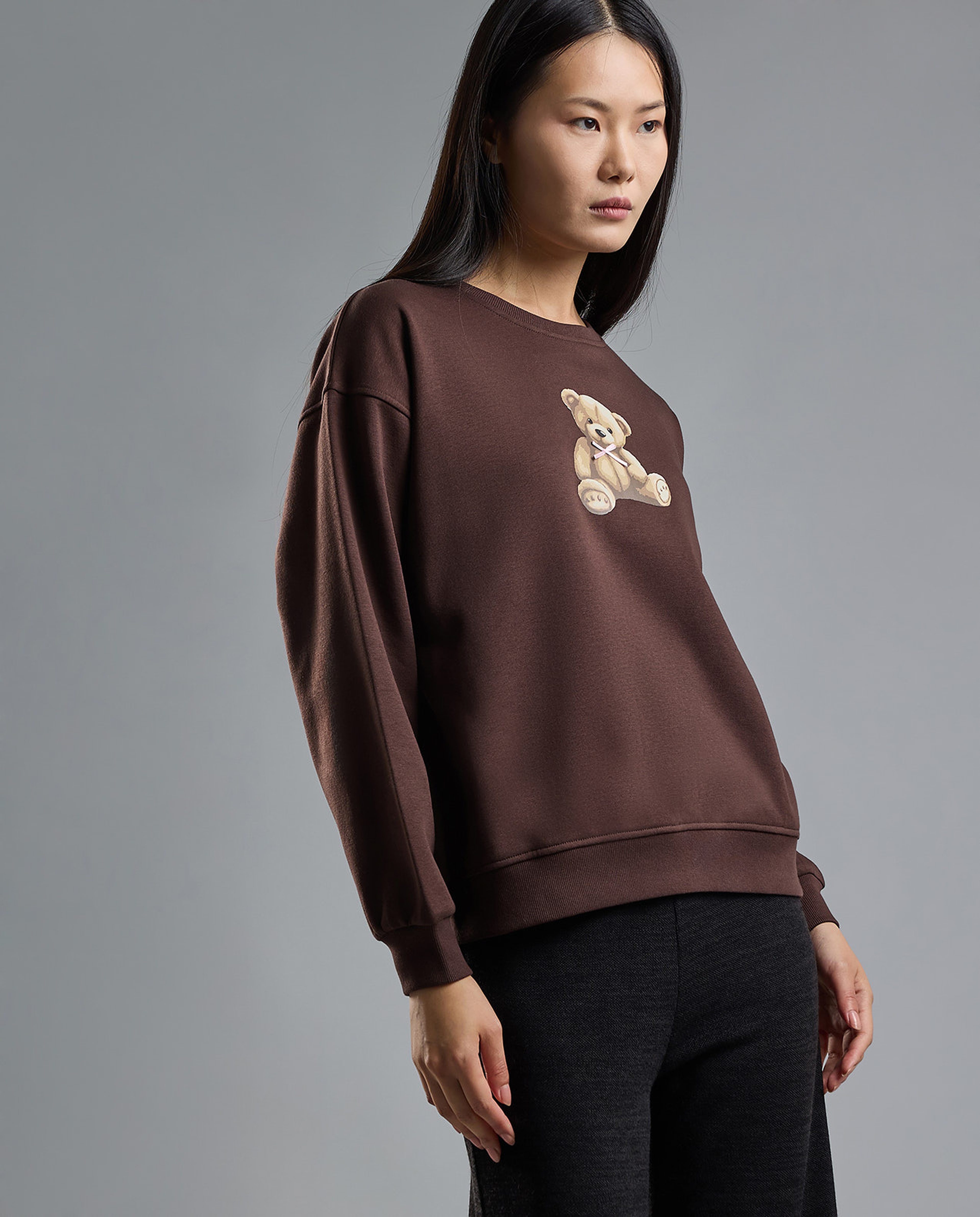 Printed Sweatshirt with Crew Neck and Long Sleeves